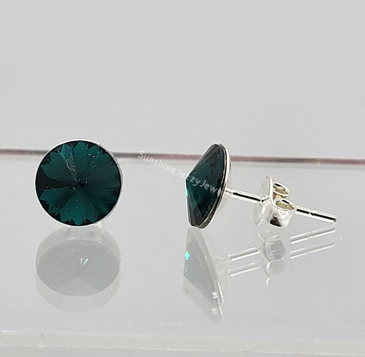 Sterling Silver Earrings - Swarovski Crystal Stud/ Post Earrings; Many Colors!