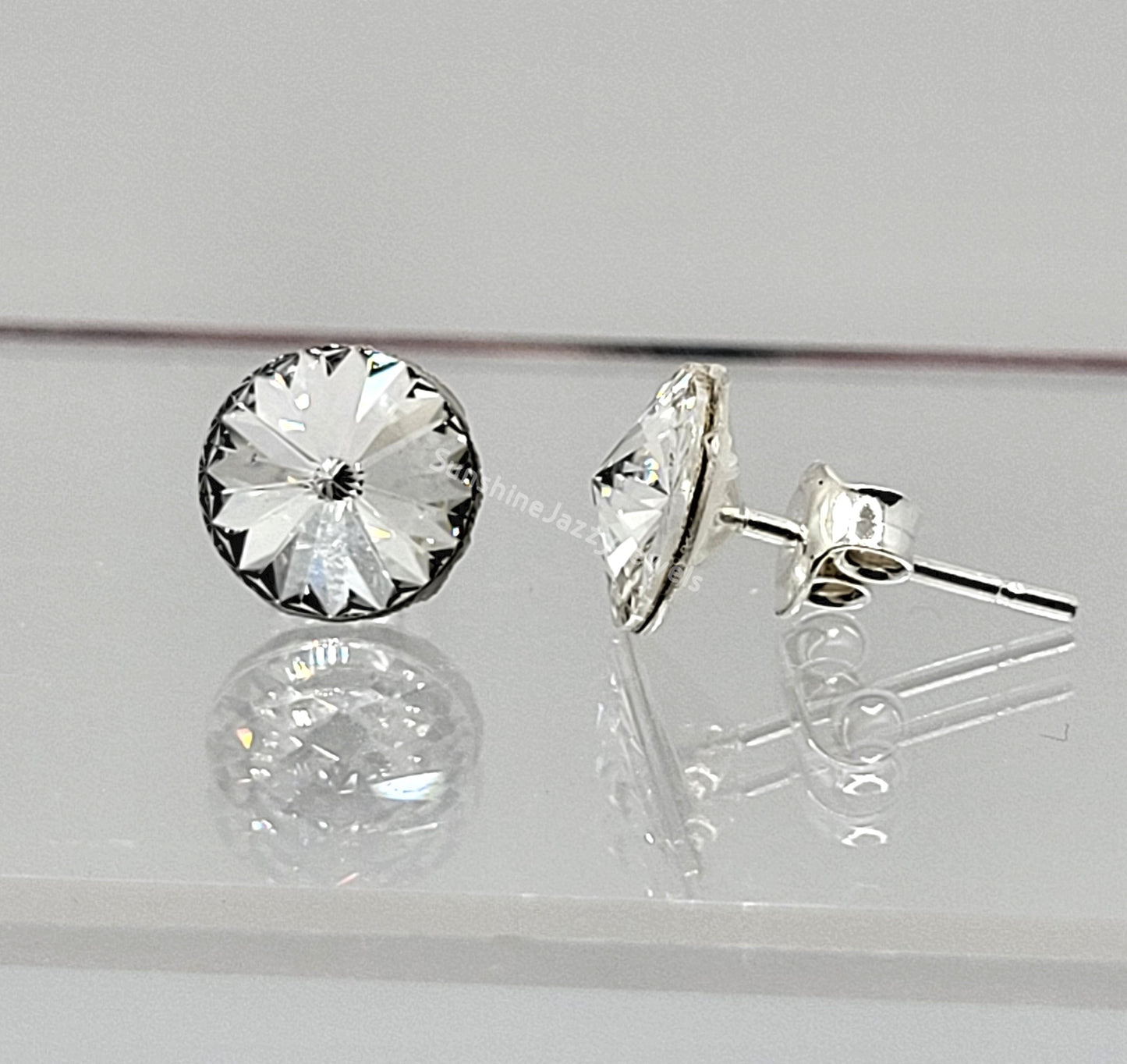 Sterling Silver Earrings - Swarovski Crystal Stud/ Post Earrings; Many Colors!