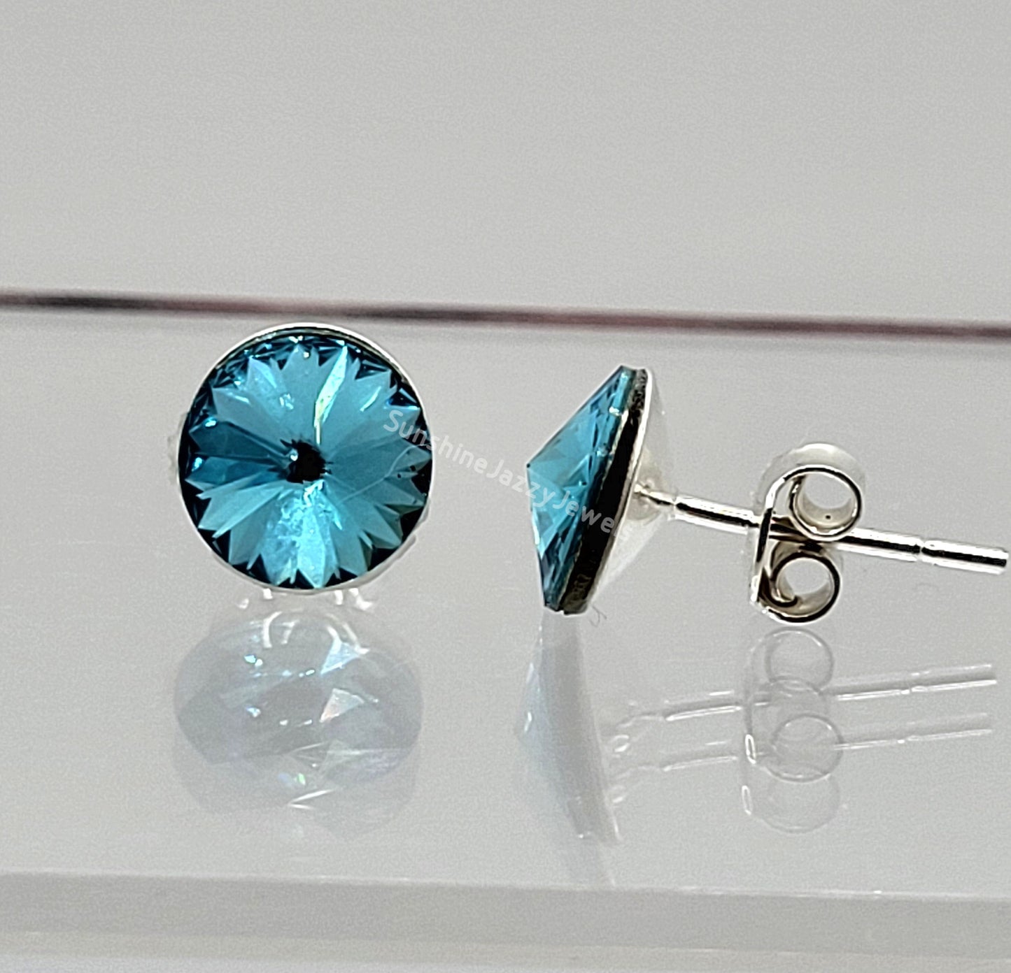 Sterling Silver Earrings - Swarovski Crystal Stud/ Post Earrings; Many Colors!