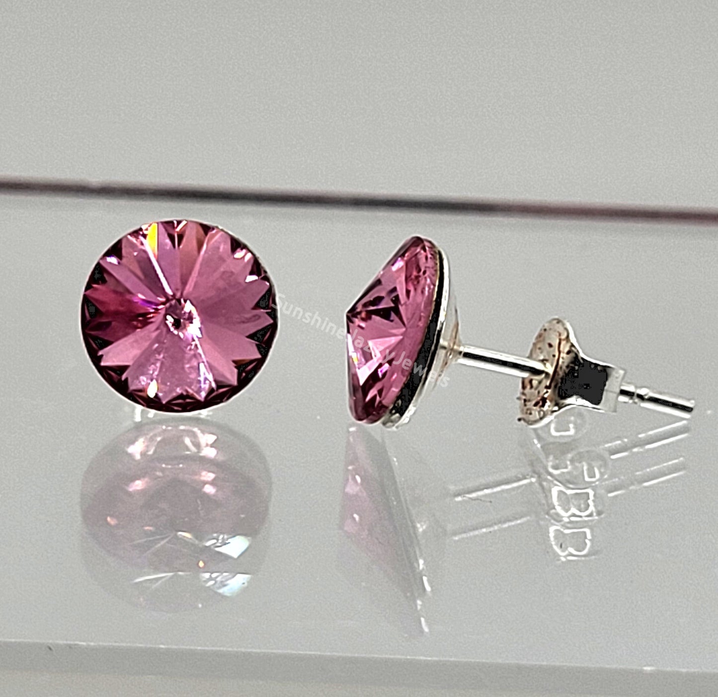 Sterling Silver Earrings - Swarovski Crystal Stud/ Post Earrings; Many Colors!