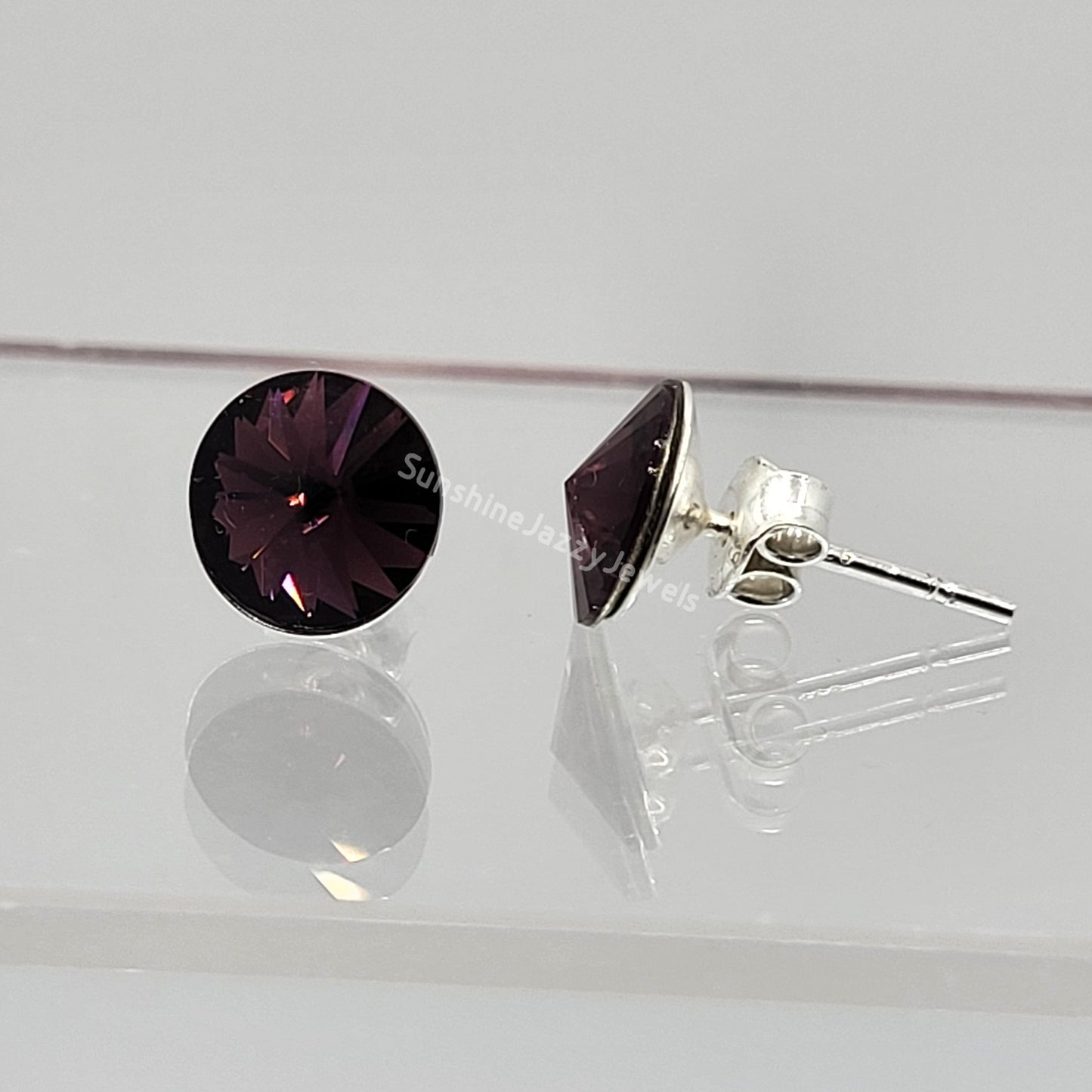 Sterling Silver Earrings - Swarovski Crystal Stud/ Post Earrings; Many Colors!