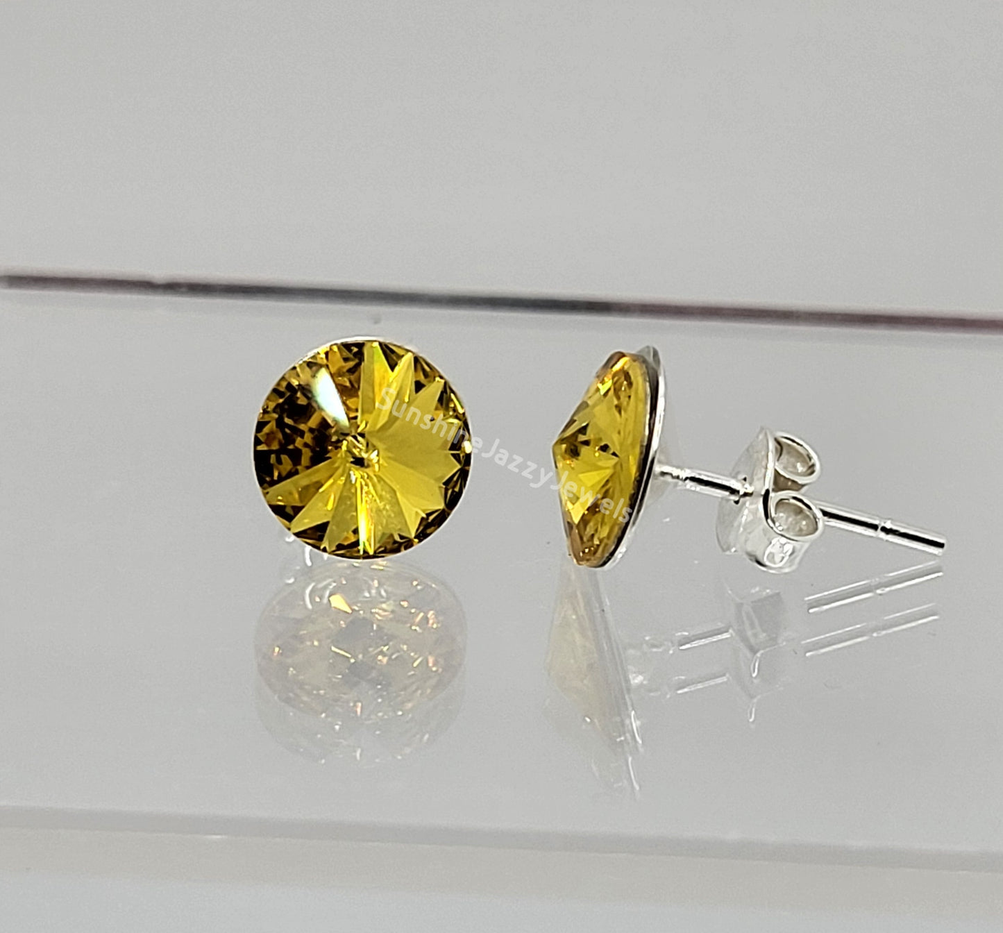 Sterling Silver Earrings - Swarovski Crystal Stud/ Post Earrings; Many Colors!