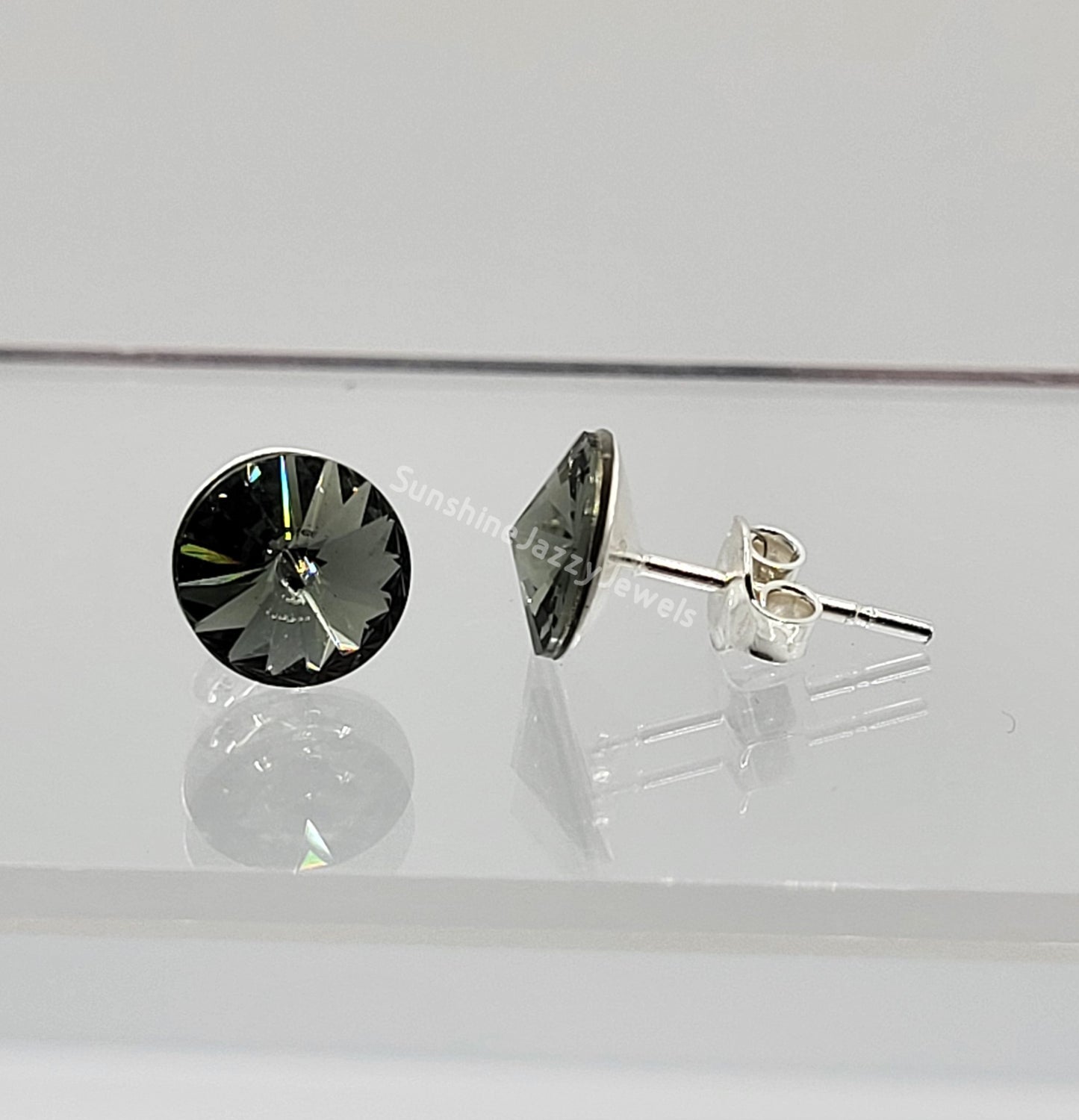 Sterling Silver Earrings - Swarovski Crystal Stud/ Post Earrings; Many Colors!