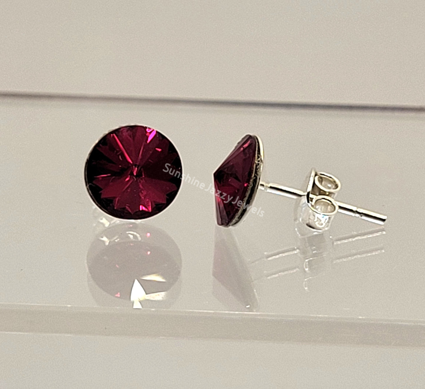Sterling Silver Earrings - Swarovski Crystal Stud/ Post Earrings; Many Colors!