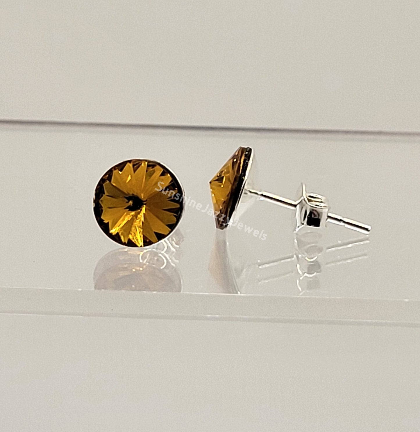 Sterling Silver Earrings - Swarovski Crystal Stud/ Post Earrings; Many Colors!