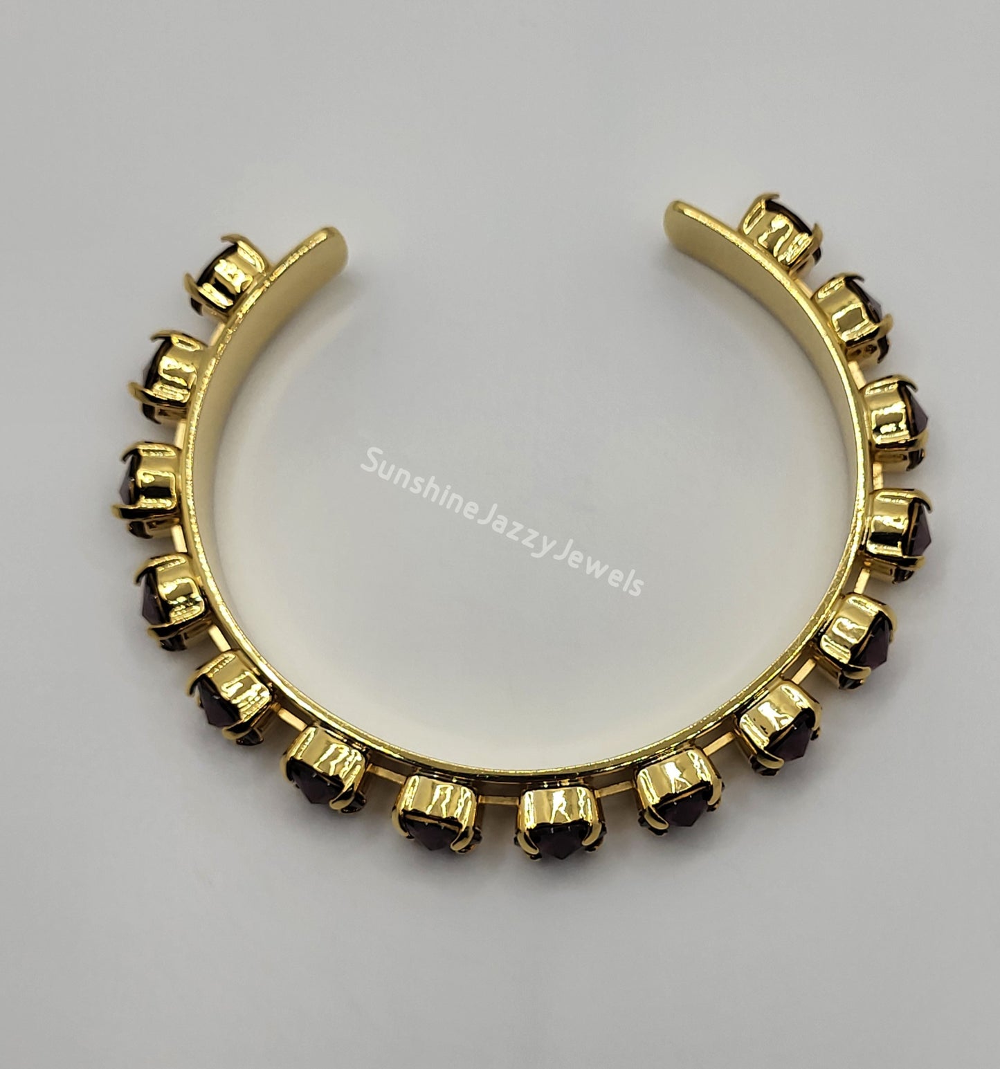 Cuff Bracelet - Swarovski Crystal Stones & Gold Plated Brass