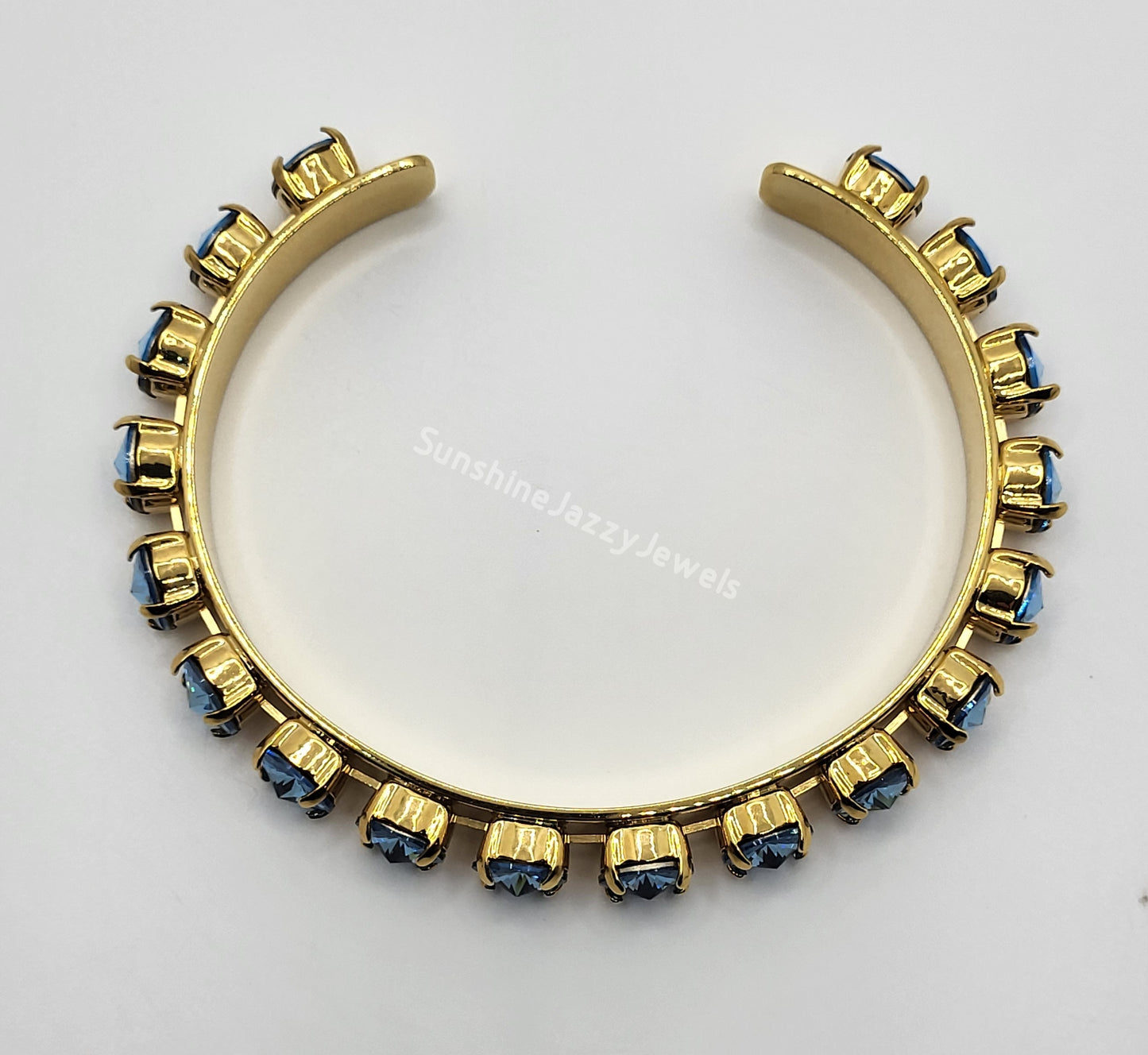 Cuff Bracelet - Swarovski Crystal Stones & Gold Plated Brass