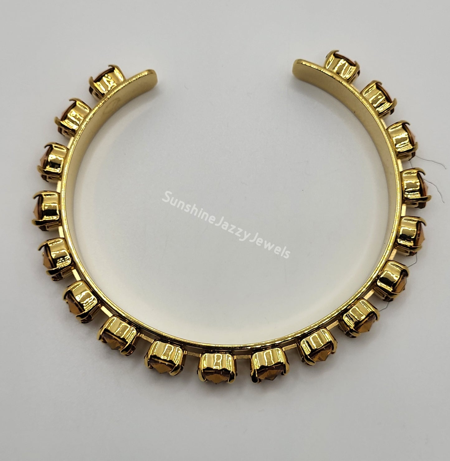 Cuff Bracelet - Swarovski Crystal Stones & Gold Plated Brass