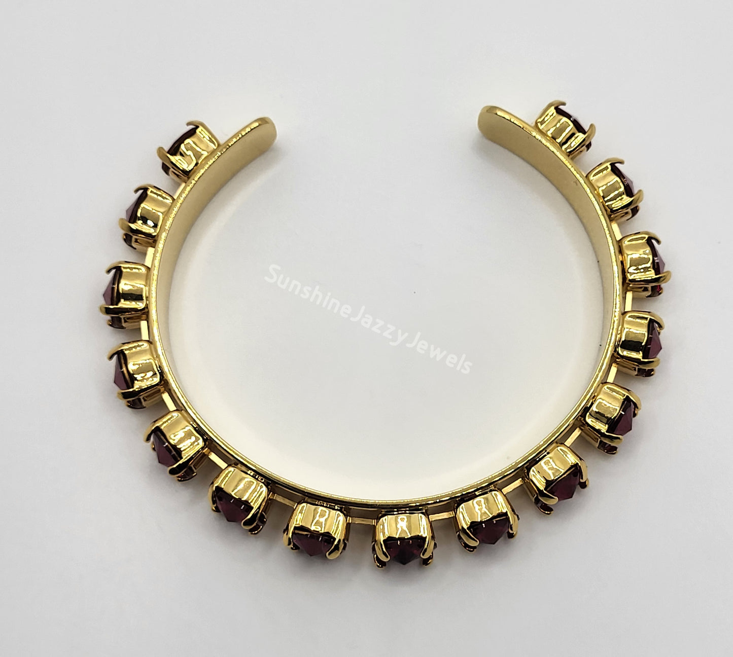 Cuff Bracelet - Swarovski Crystal Stones & Gold Plated Brass