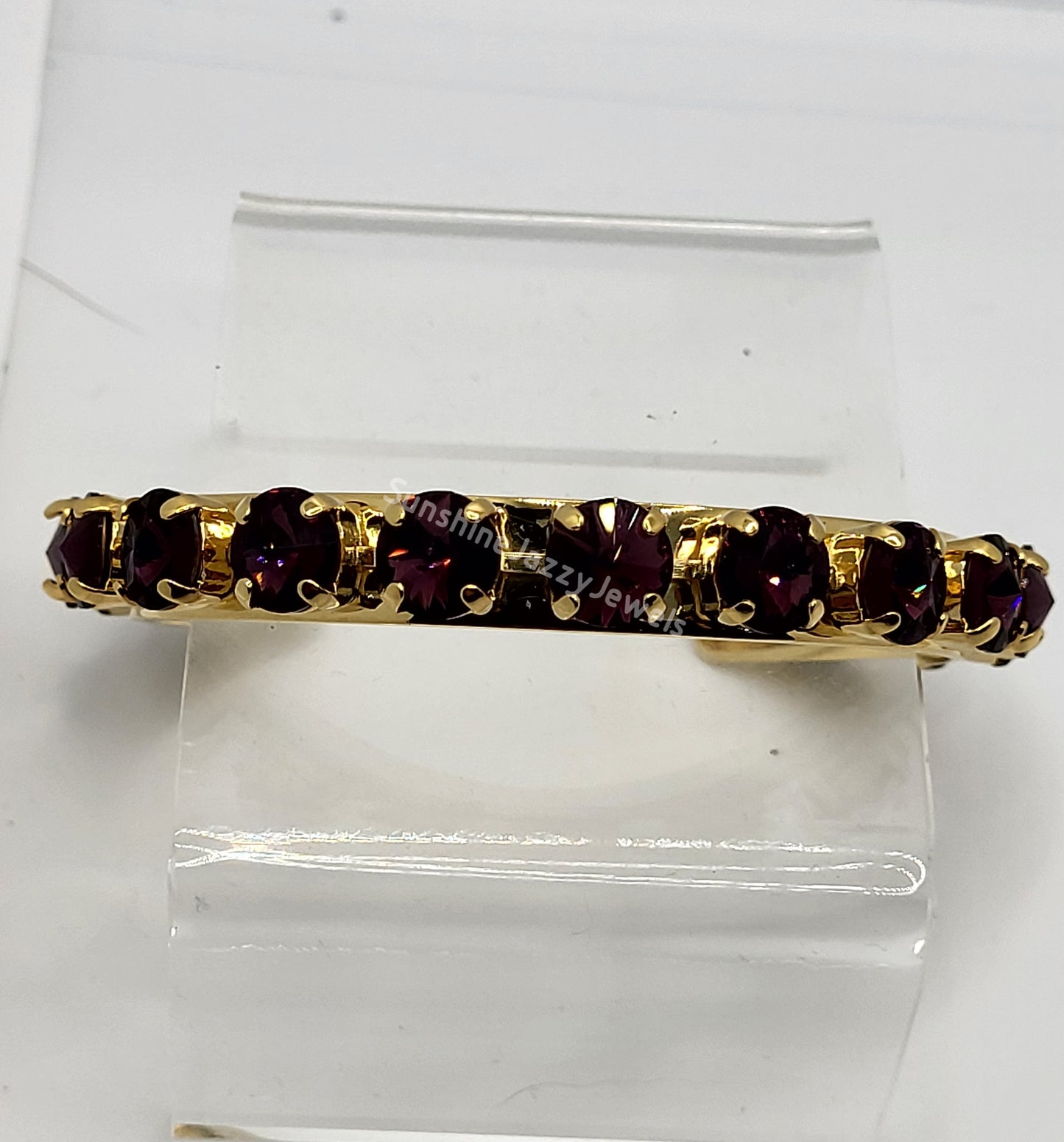 Cuff Bracelet - Swarovski Crystal Stones & Gold Plated Brass