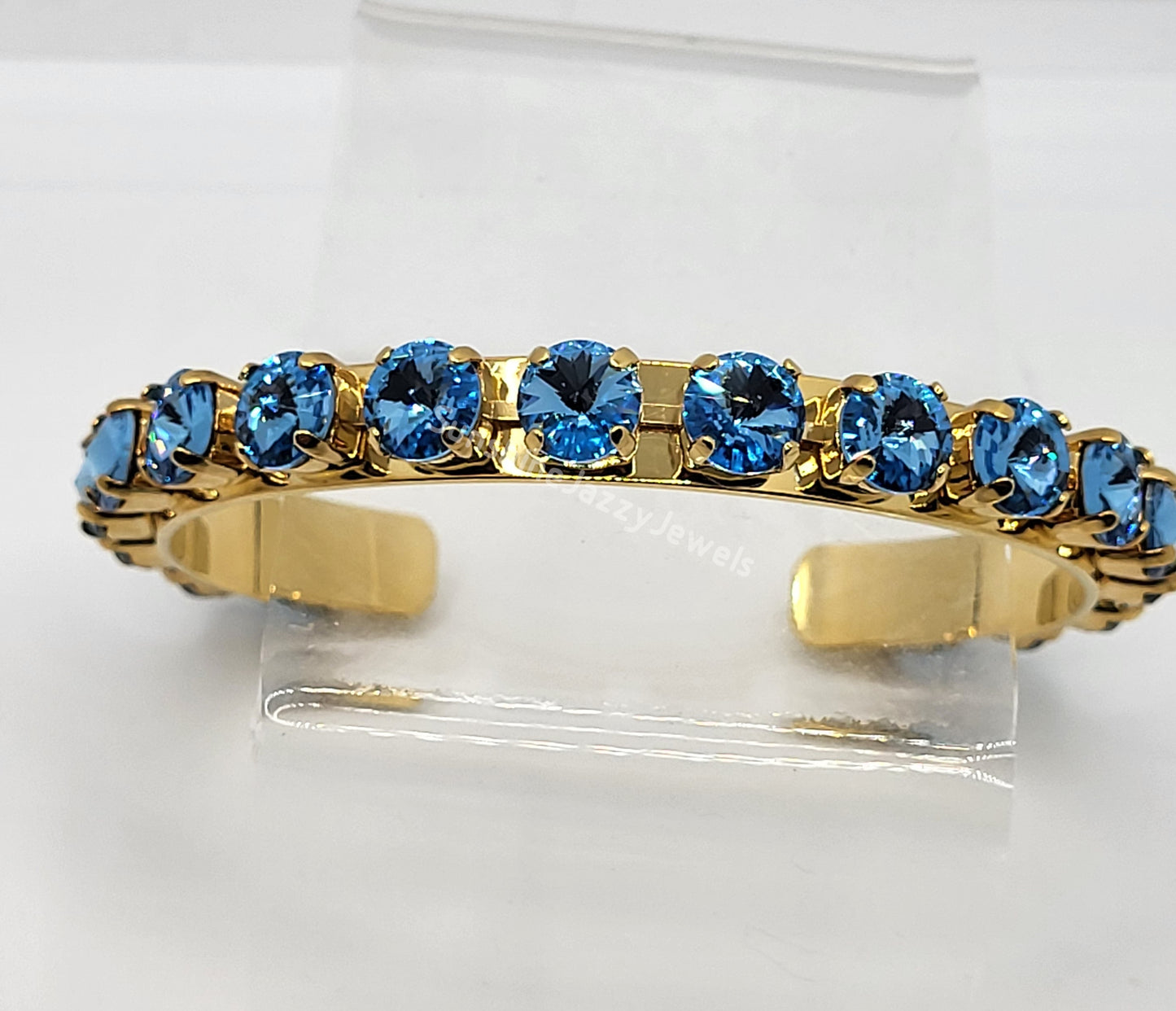 Cuff Bracelet - Swarovski Crystal Stones & Gold Plated Brass