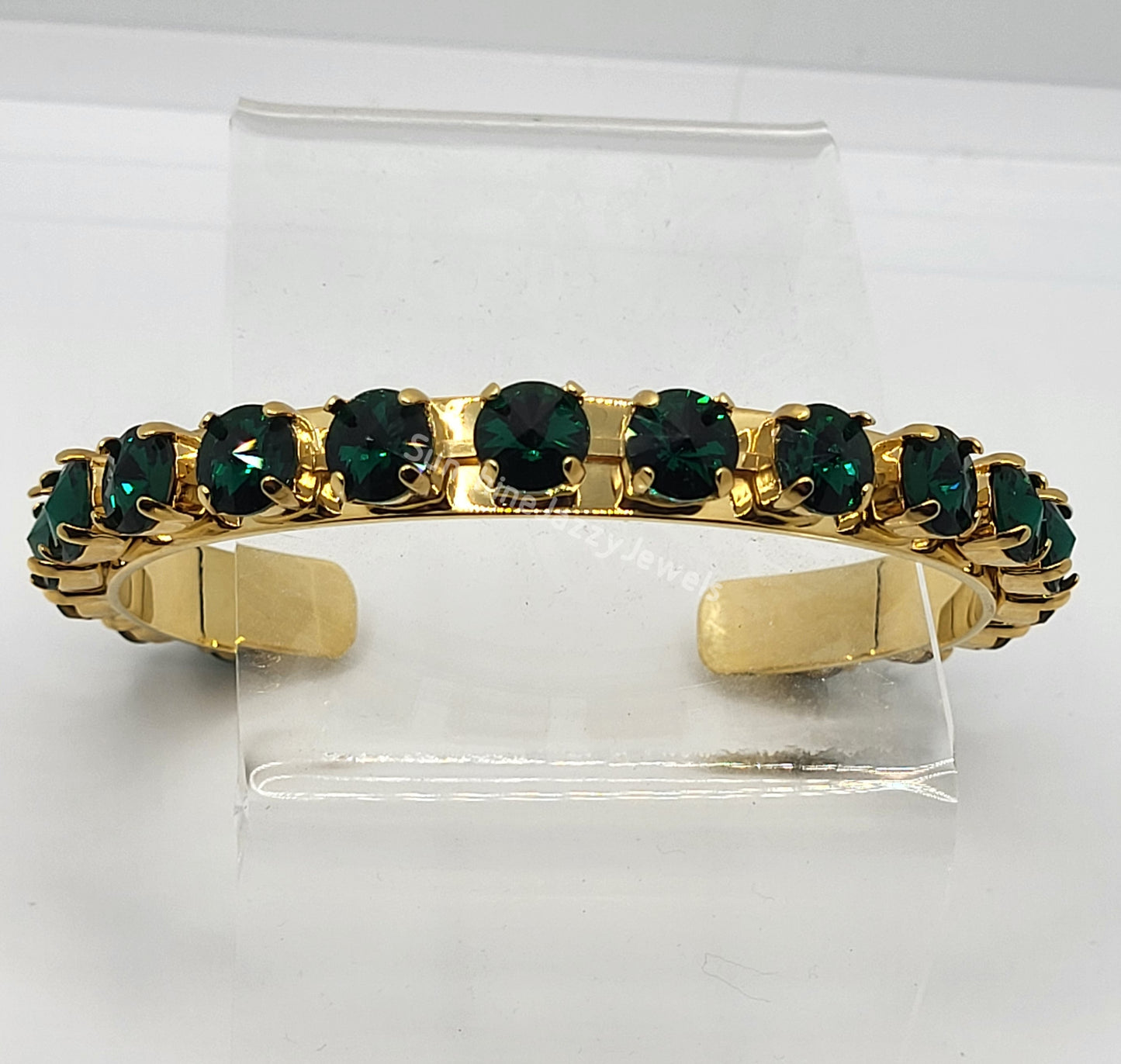 Cuff Bracelet - Swarovski Crystal Stones & Gold Plated Brass