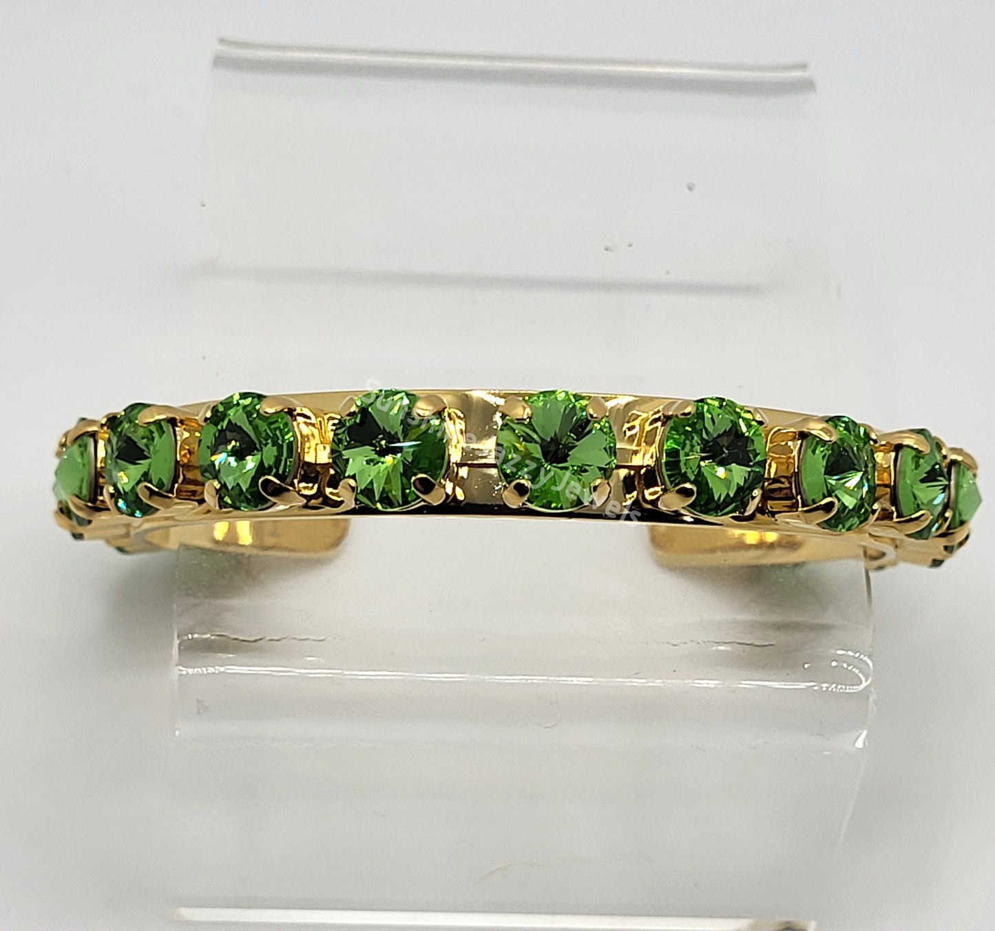 Cuff Bracelet - Swarovski Crystal Stones & Gold Plated Brass