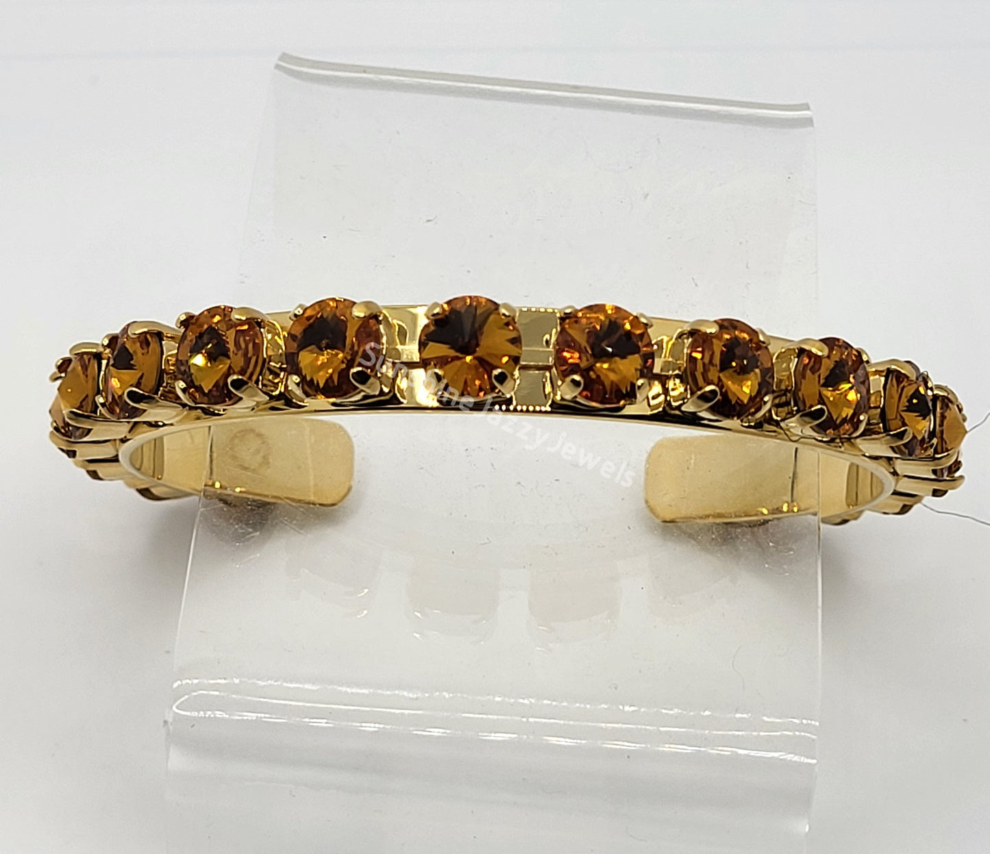 Cuff Bracelet - Swarovski Crystal Stones & Gold Plated Brass