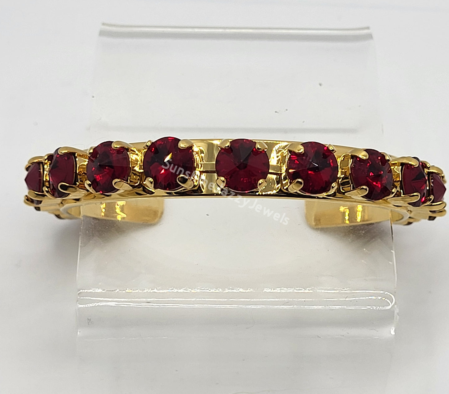 Cuff Bracelet - Swarovski Crystal Stones & Gold Plated Brass