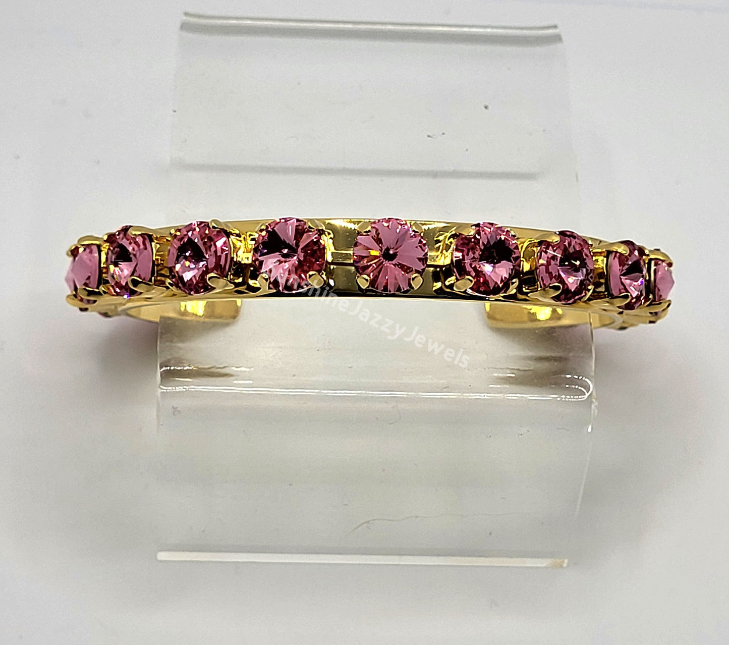 Cuff Bracelet - Swarovski Crystal Stones & Gold Plated Brass