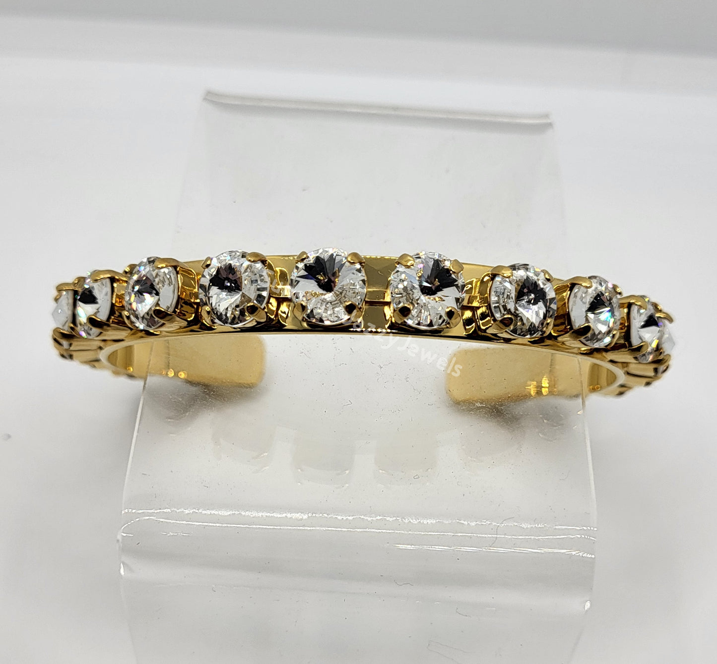 Cuff Bracelet - Swarovski Crystal Stones & Gold Plated Brass