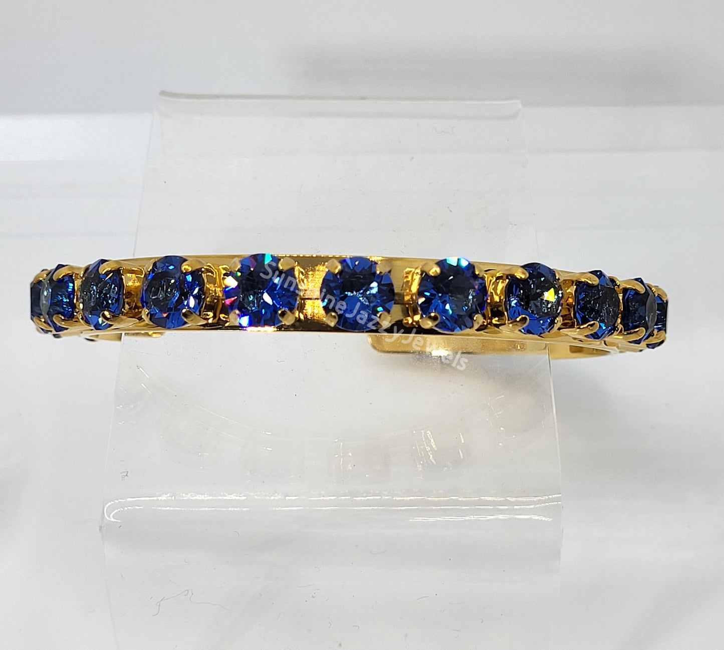 Cuff Bracelet - Swarovski Crystal Stones & Gold Plated Brass