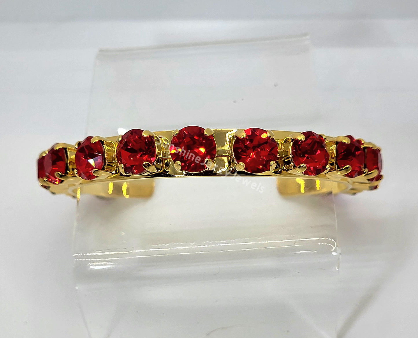 Cuff Bracelet - Swarovski Crystal Stones & Gold Plated Brass