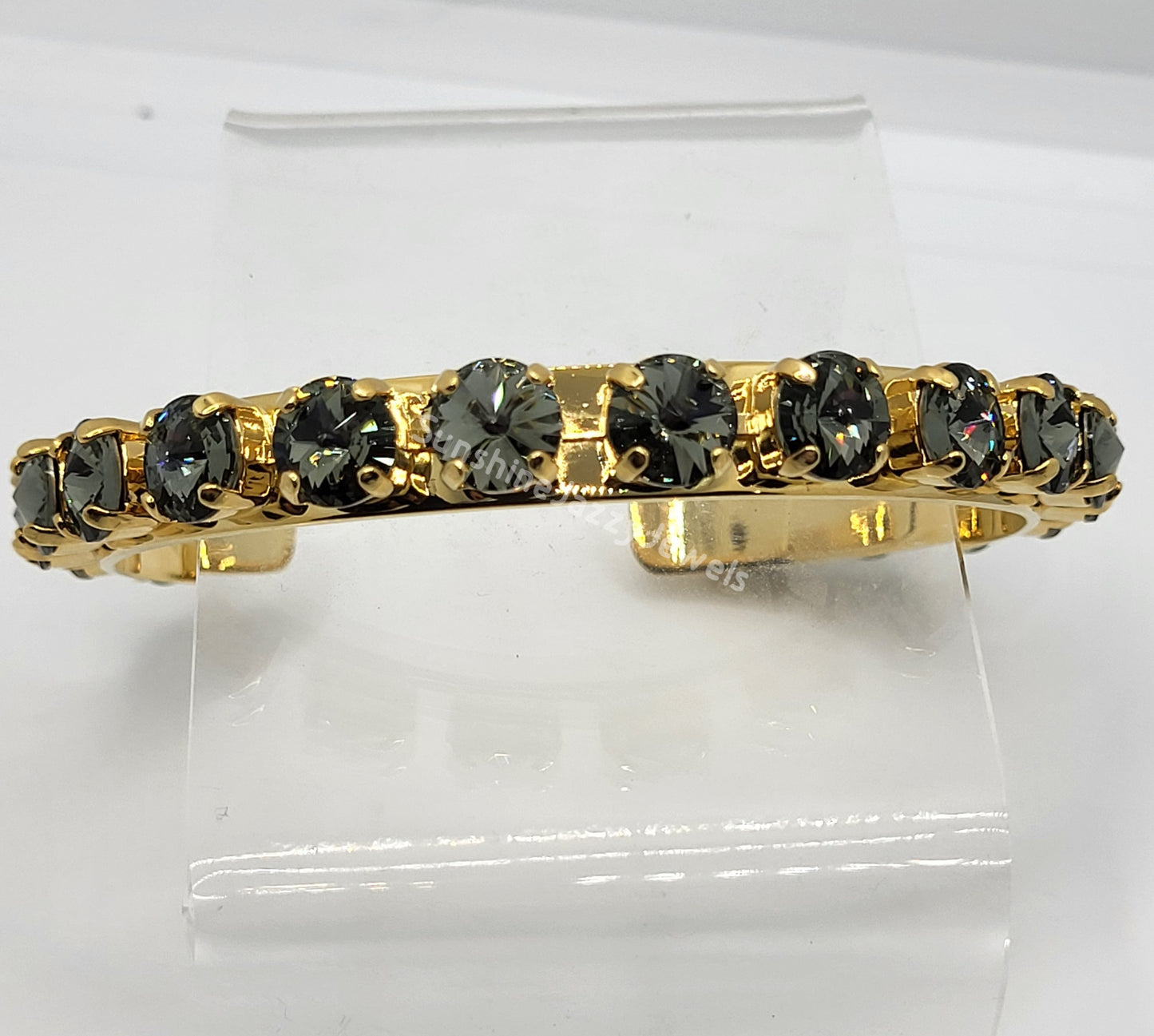 Cuff Bracelet - Swarovski Crystal Stones & Gold Plated Brass