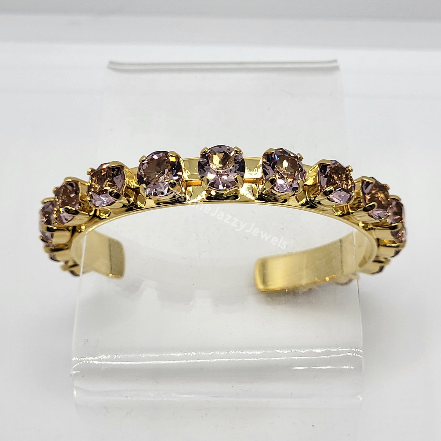Cuff Bracelet - Swarovski Crystal Stones & Gold Plated Brass