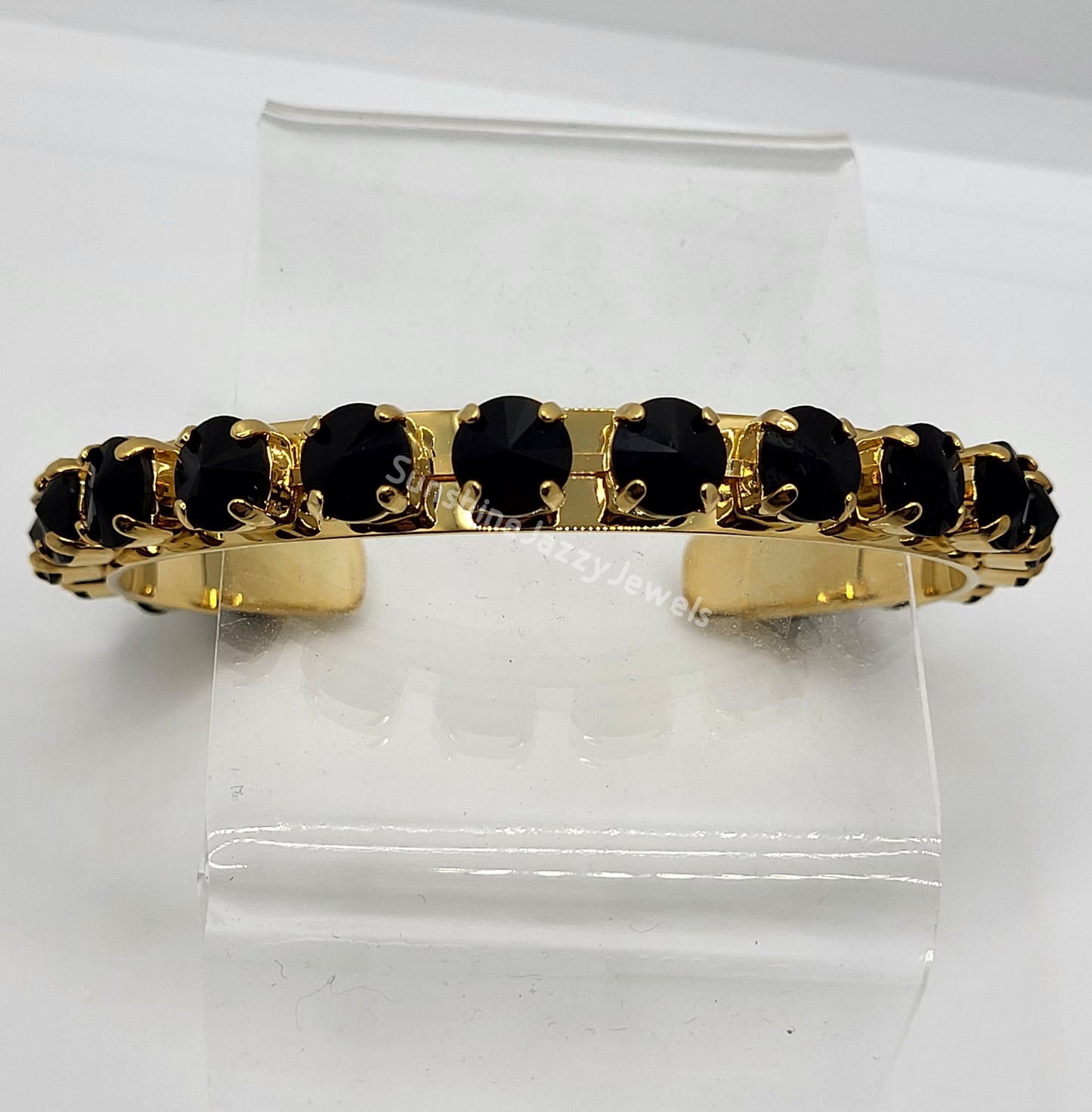 Cuff Bracelet - Swarovski Crystal Stones & Gold Plated Brass