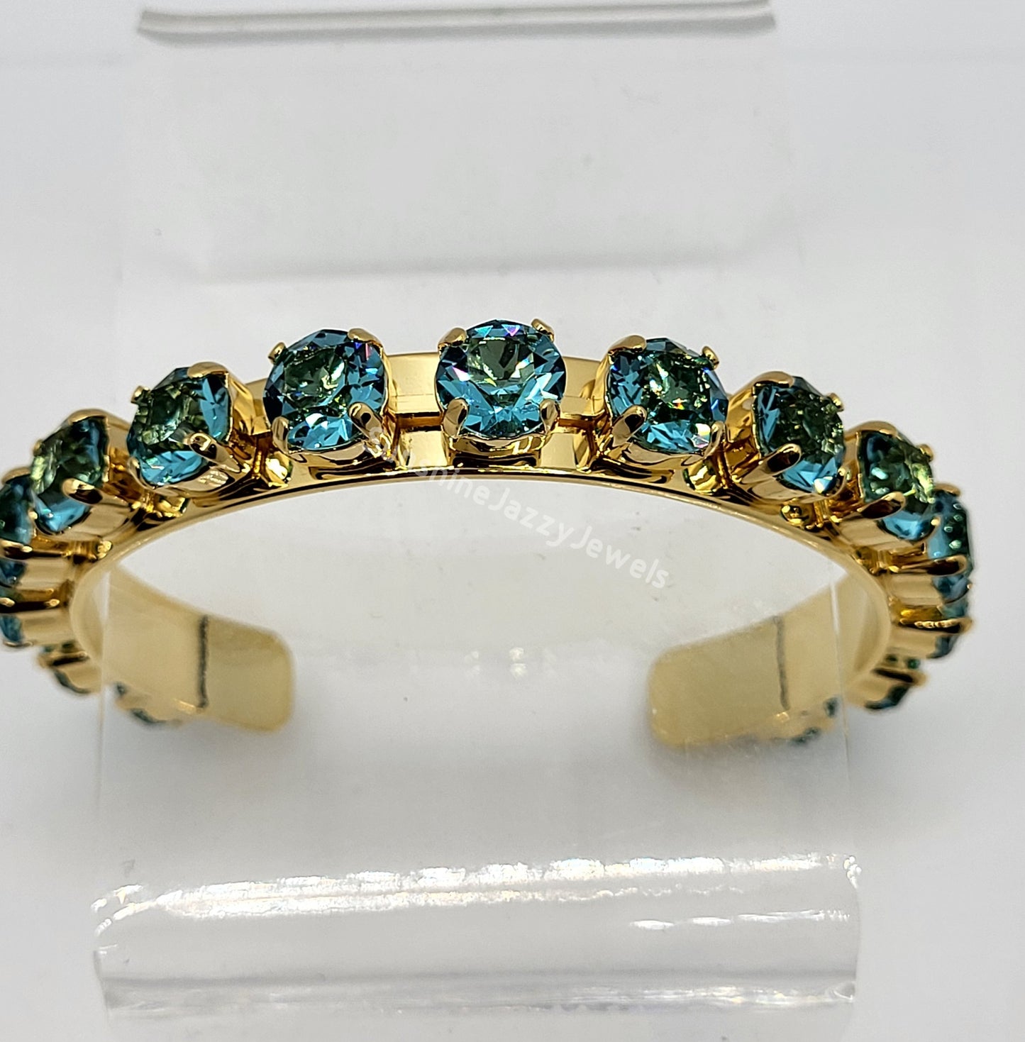 Cuff Bracelet - Swarovski Crystal Stones & Gold Plated Brass