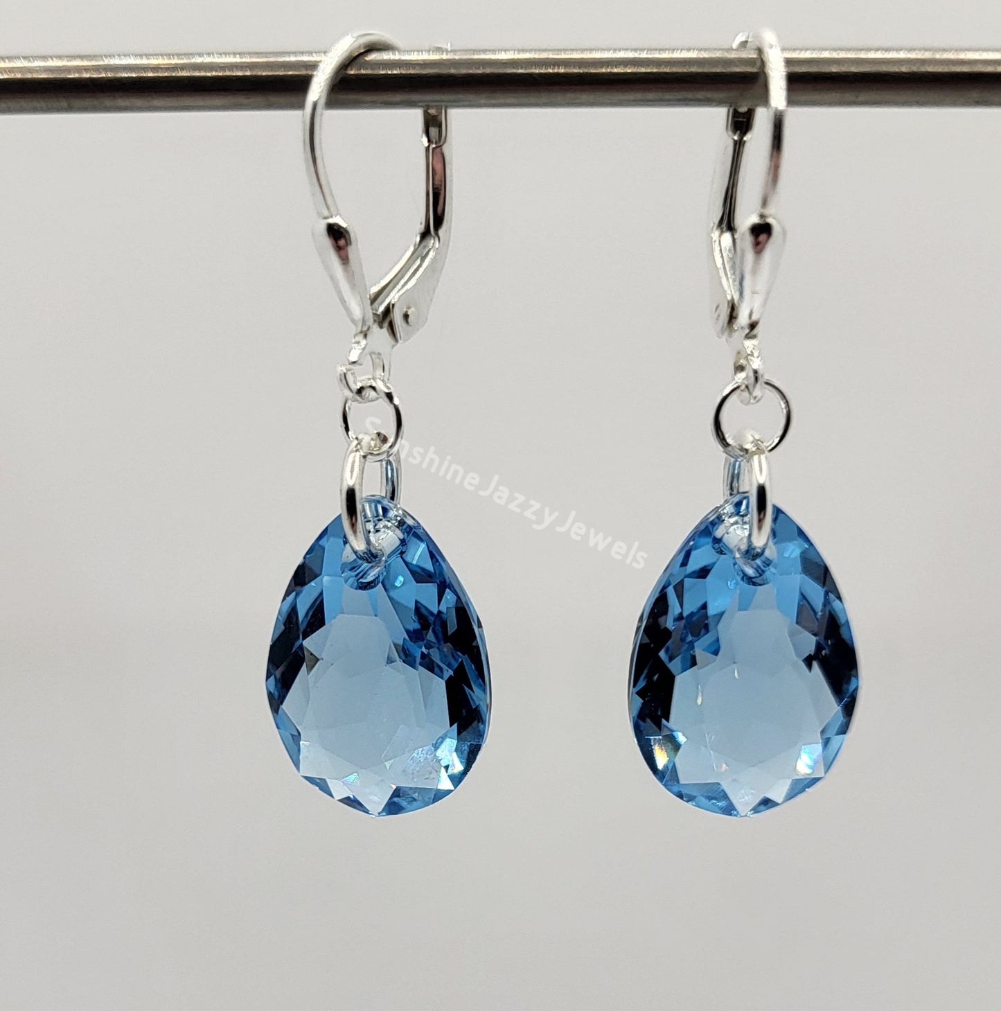 Sterling Silver Earrings - Swarovski Crystal Pear Cut; Many Colors!
