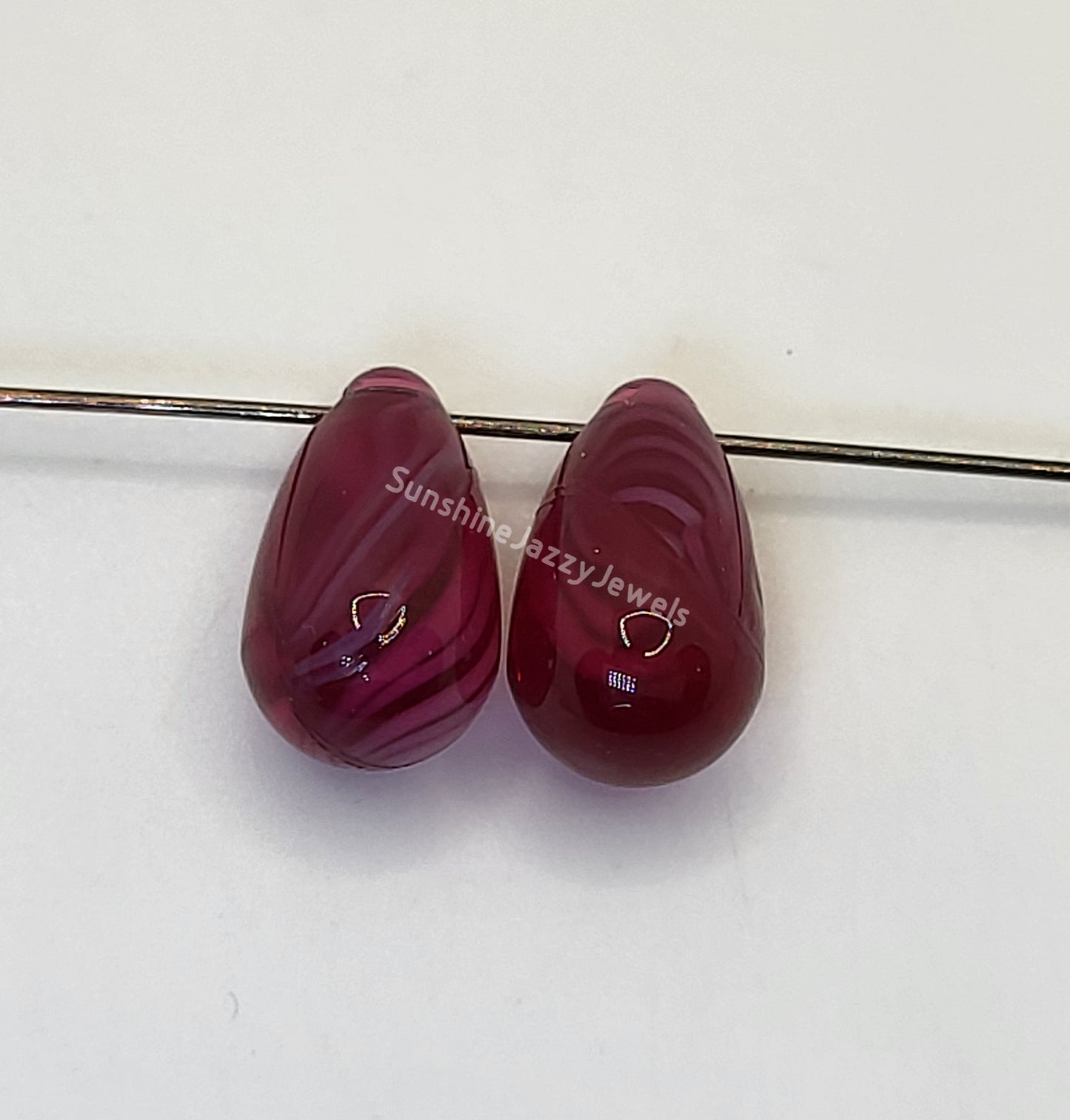 #6008/4 - Swarovski Crystal Ruby Quartz Teardrop Pendants