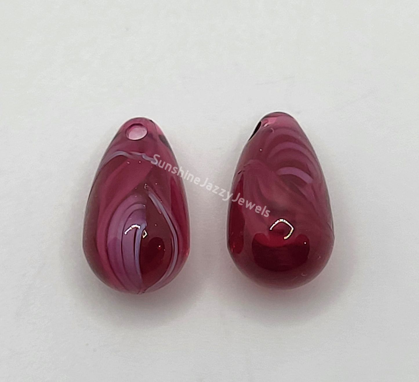 #6008/4 - Swarovski Crystal Ruby Quartz Teardrop Pendants
