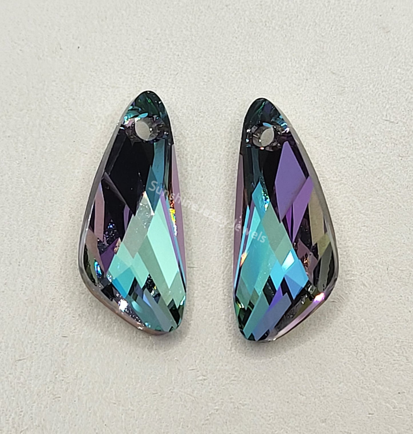 Sterling Silver Earrings - Swarovski Crystal Wing Pendants; VARIOUS COLORS