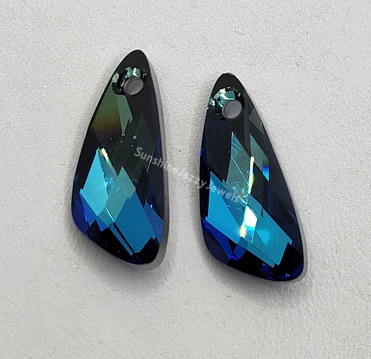 Sterling Silver Earrings - Swarovski Crystal Wing Pendants; VARIOUS COLORS