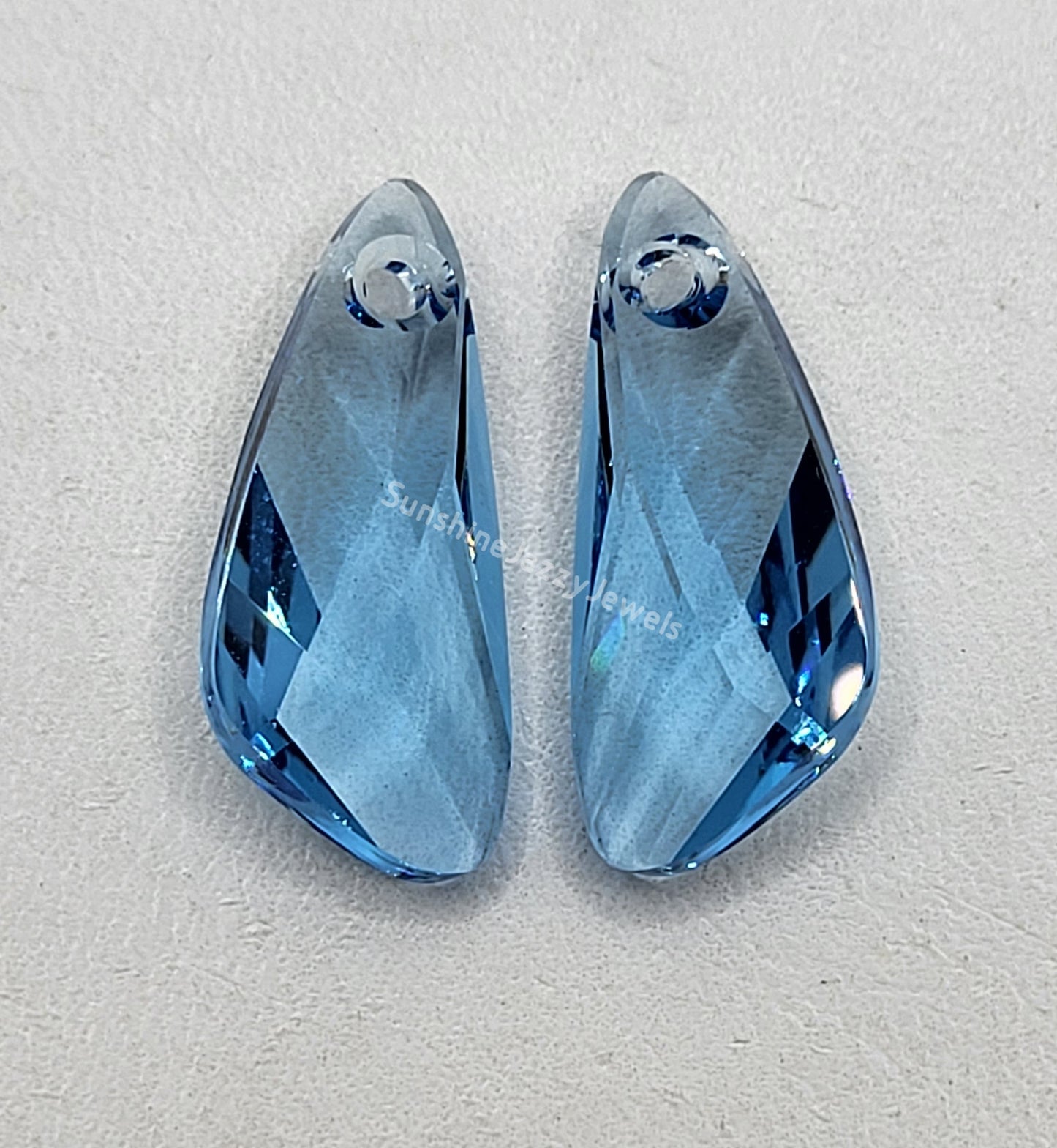 Sterling Silver Earrings - Swarovski Crystal Wing Pendants; VARIOUS COLORS