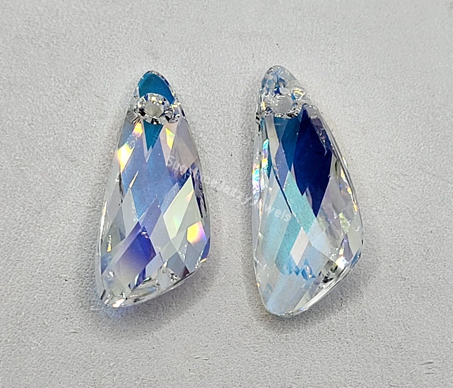 Sterling Silver Earrings - Swarovski Crystal Wing Pendants; VARIOUS COLORS
