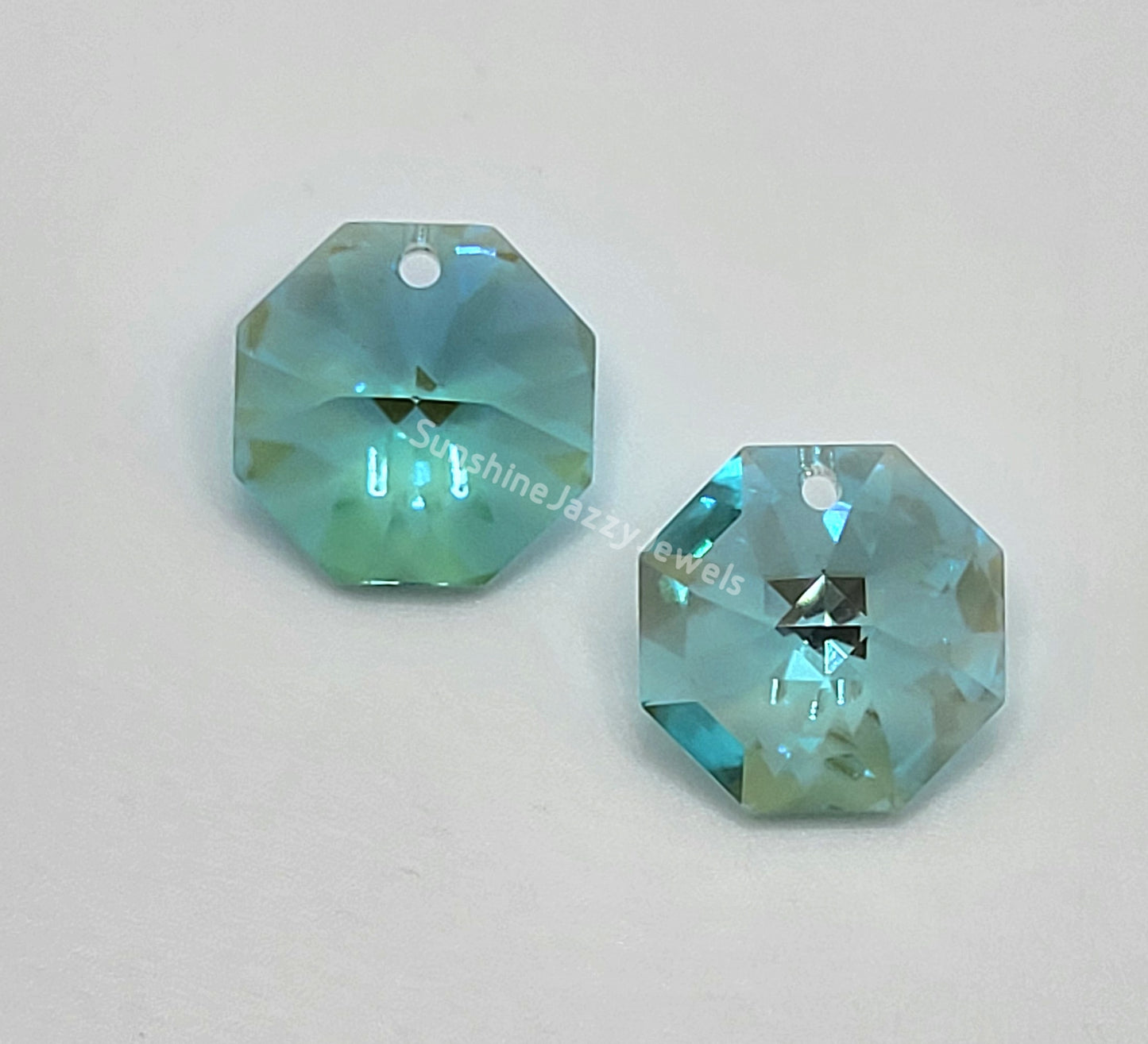 Sterling Silver Earrings - Swarovski Crystal Octagon Pendants