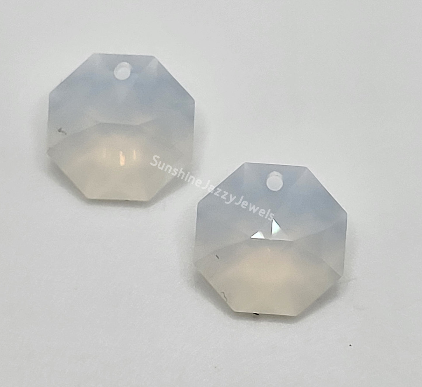 Sterling Silver Earrings - Swarovski Crystal Octagon Pendants