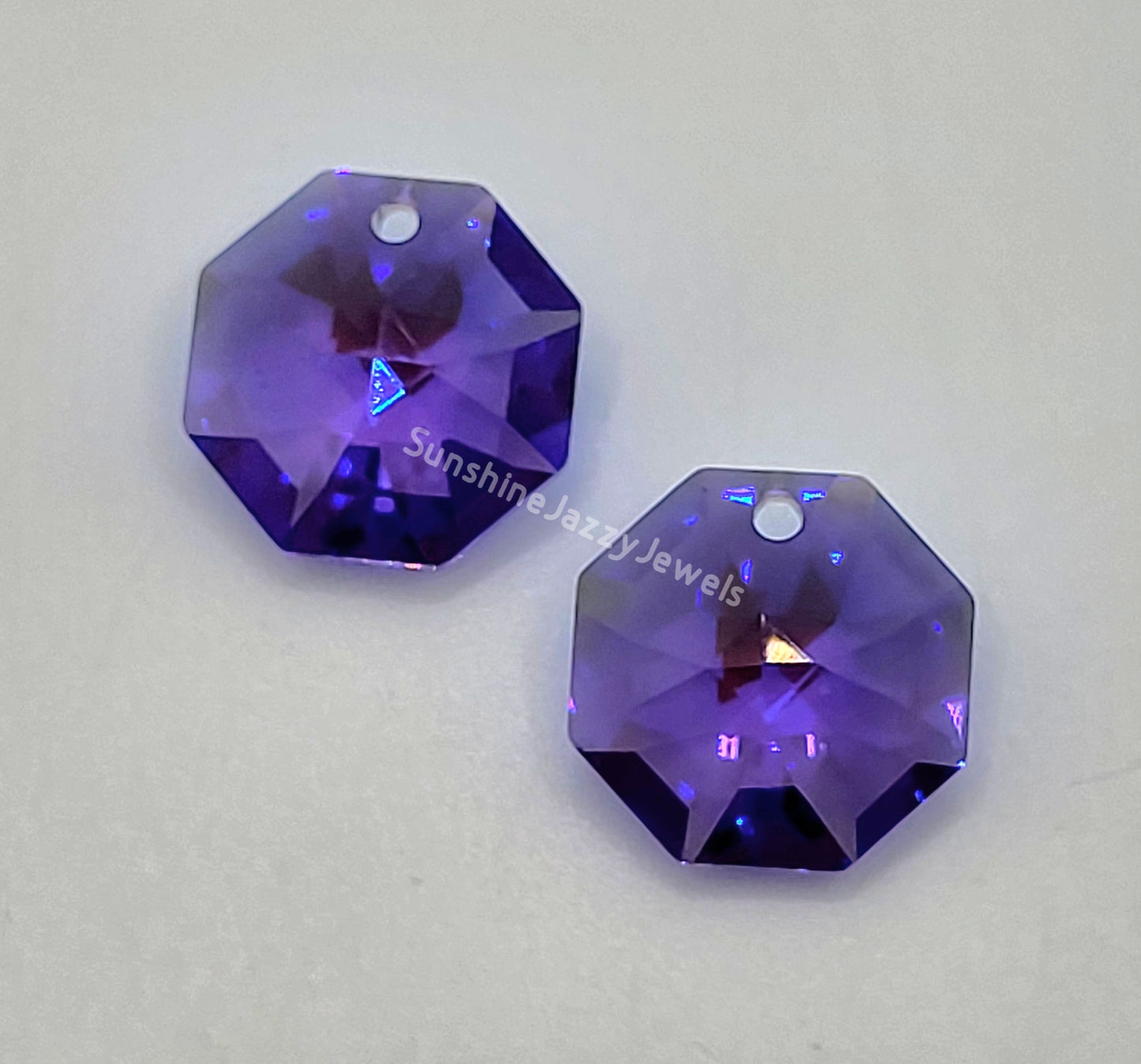 Sterling Silver Earrings - Swarovski Crystal Octagon Pendants
