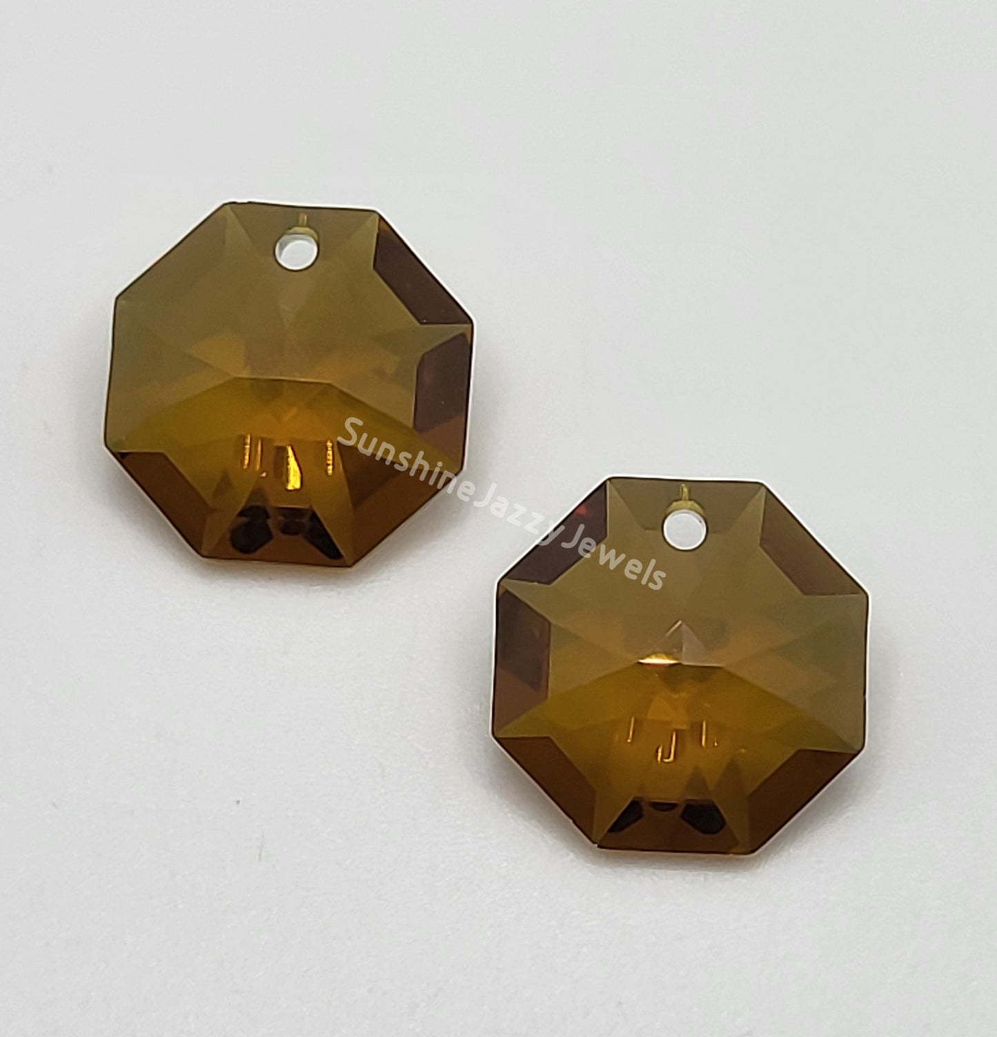 Sterling Silver Earrings - Swarovski Crystal Octagon Pendants