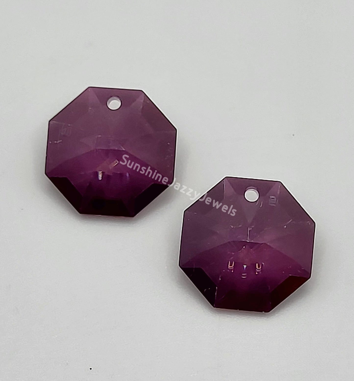 Sterling Silver Earrings - Swarovski Crystal Octagon Pendants