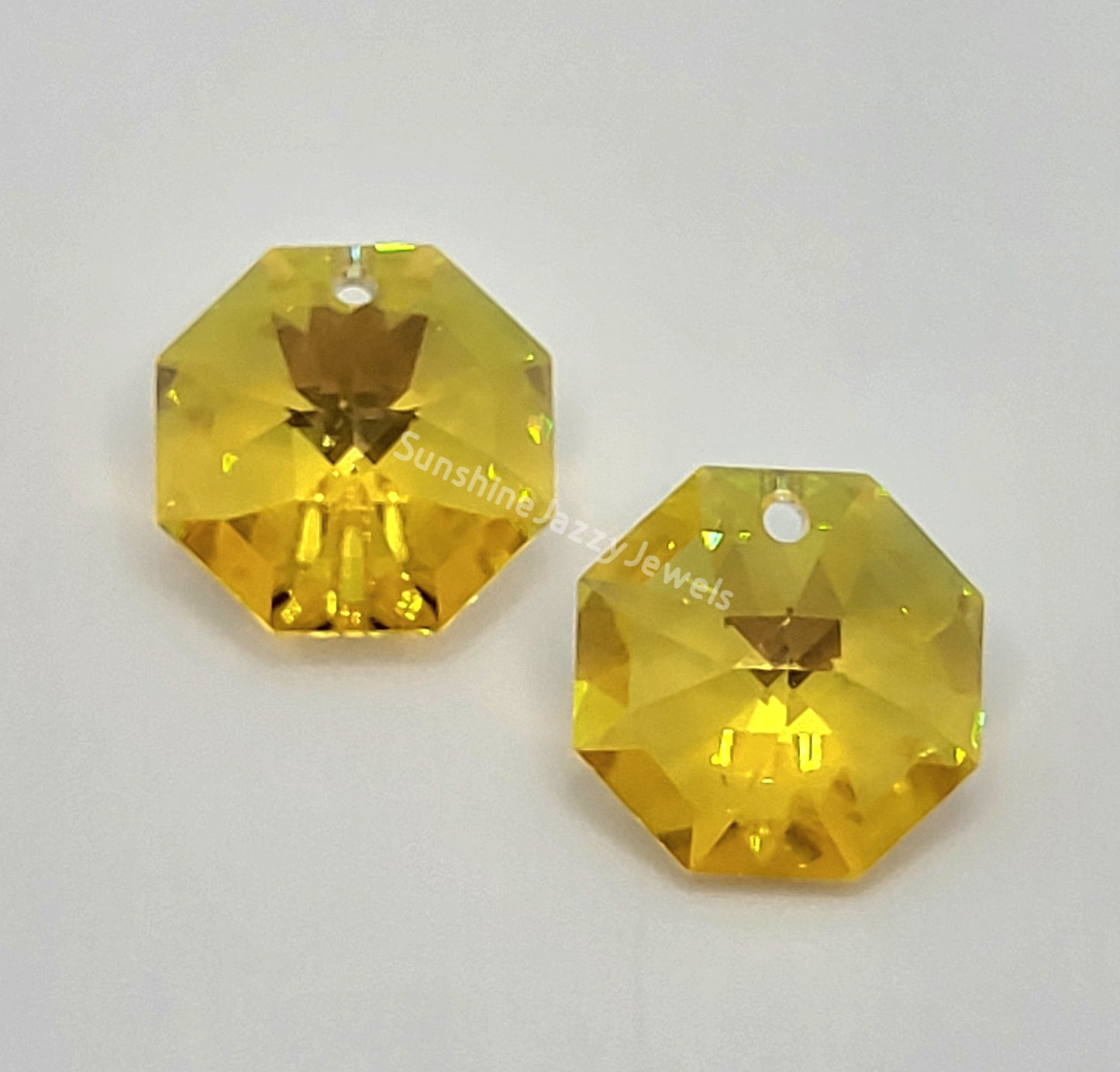 Sterling Silver Earrings - Swarovski Crystal Octagon Pendants