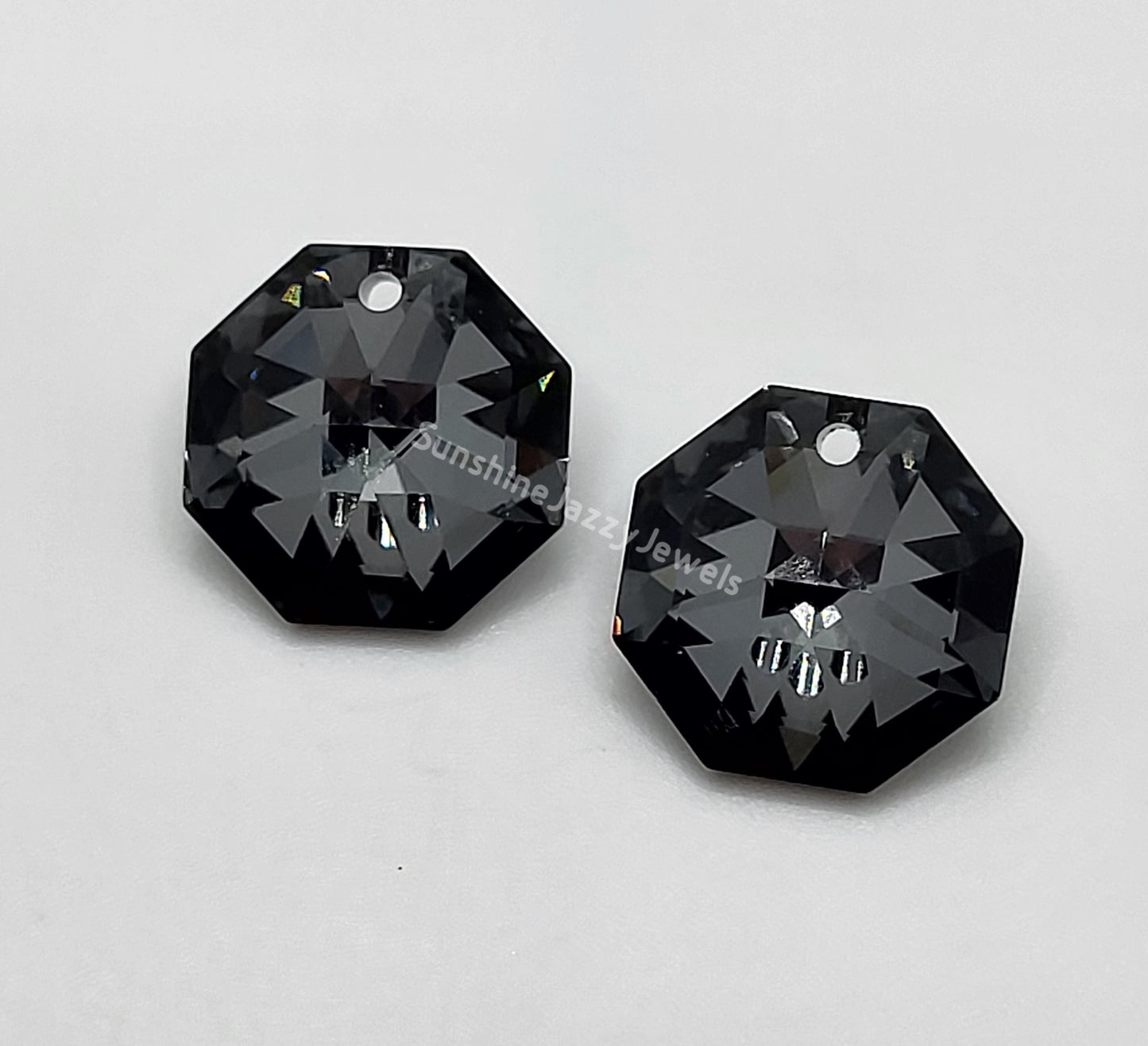 Sterling Silver Earrings - Swarovski Crystal Octagon Pendants