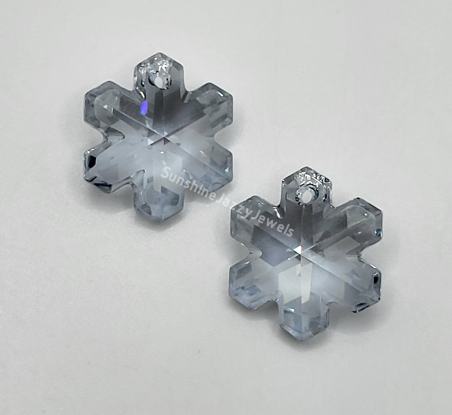 Sterling Silver Earrings - Swarovski Crystal Snowflake Pendants; Multiple Colors