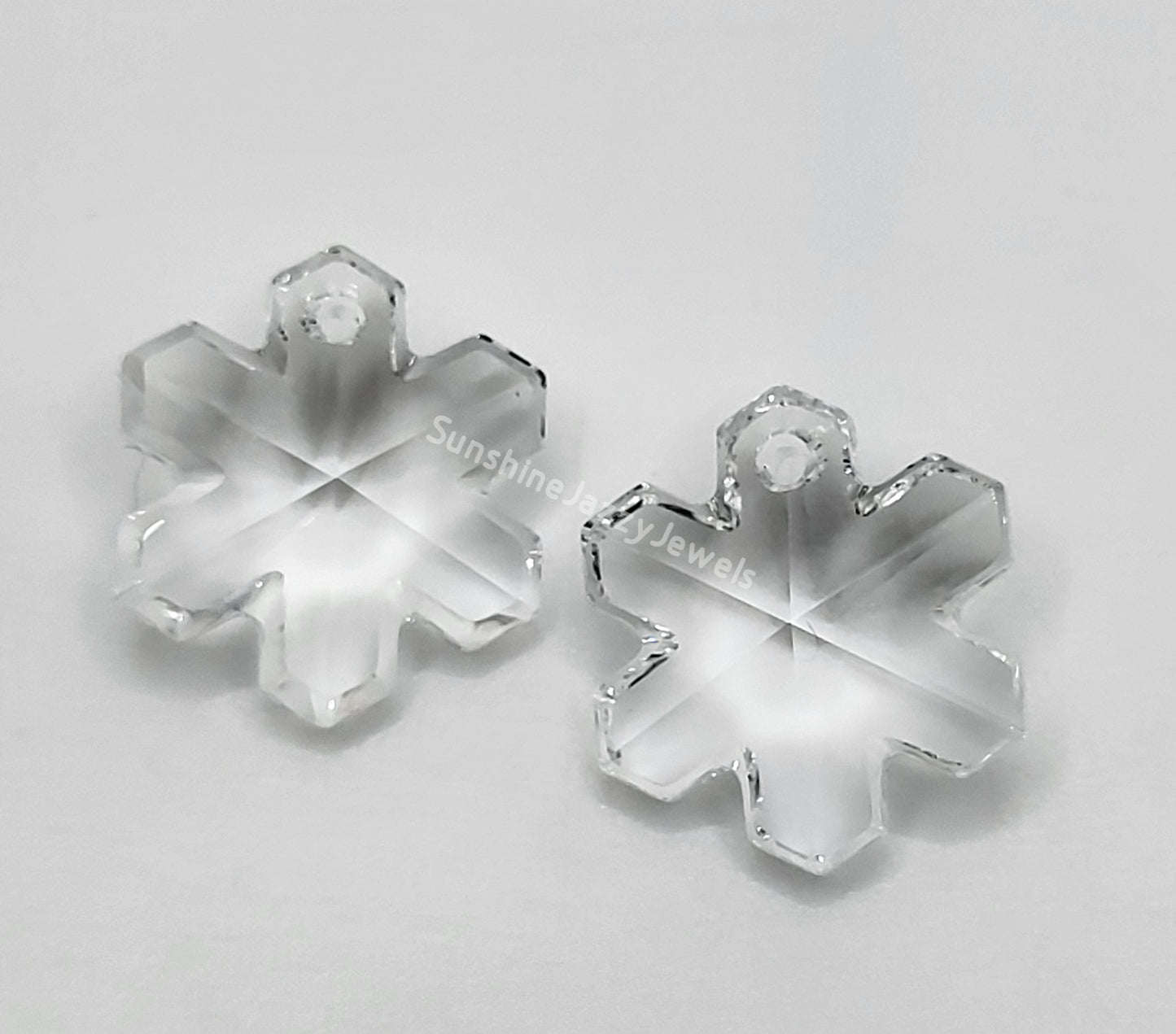 Sterling Silver Earrings - Swarovski Crystal Snowflake Pendants; Multiple Colors