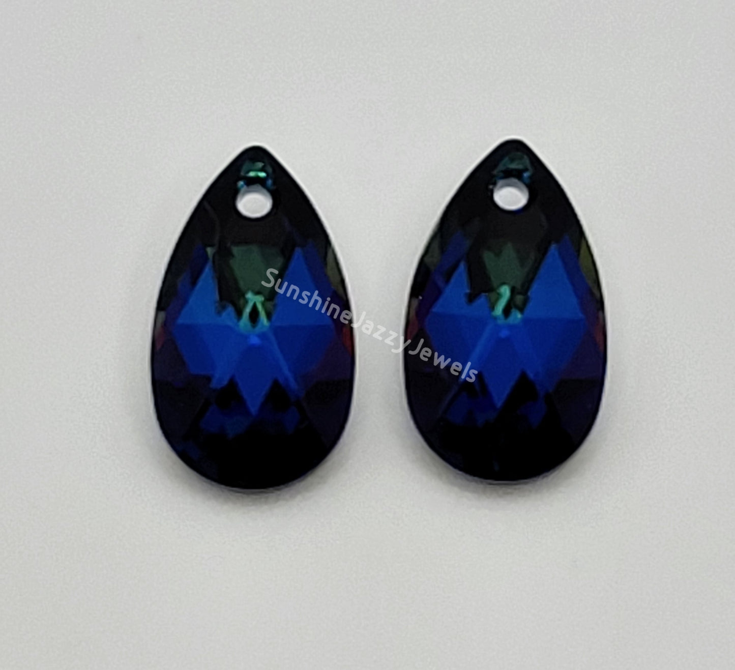Sterling Silver Earrings - Swarovski Crystal Pear Pendant; Many Colors