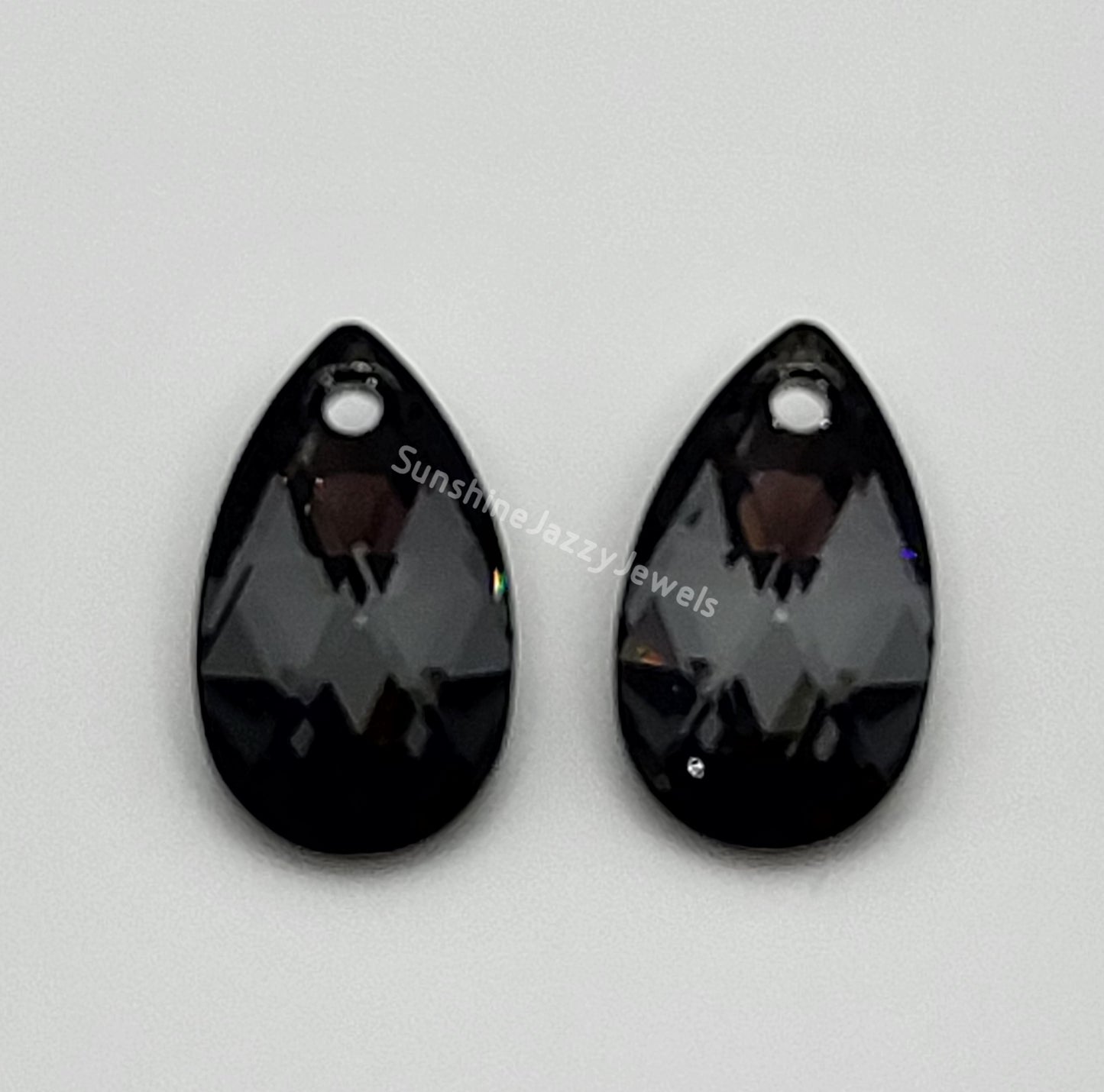 Sterling Silver Earrings - Swarovski Crystal Pear Pendant; Many Colors