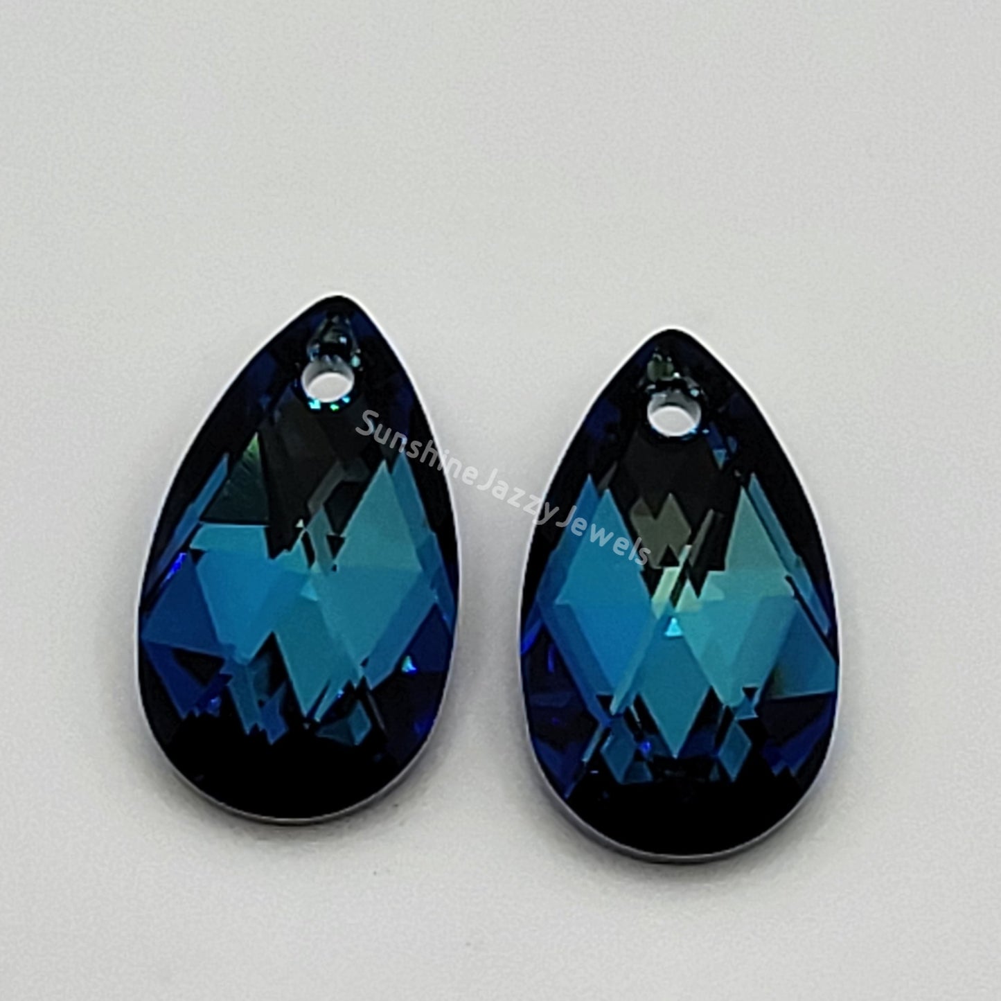Sterling Silver Earrings - Swarovski Crystal Pear Pendant; Many Colors