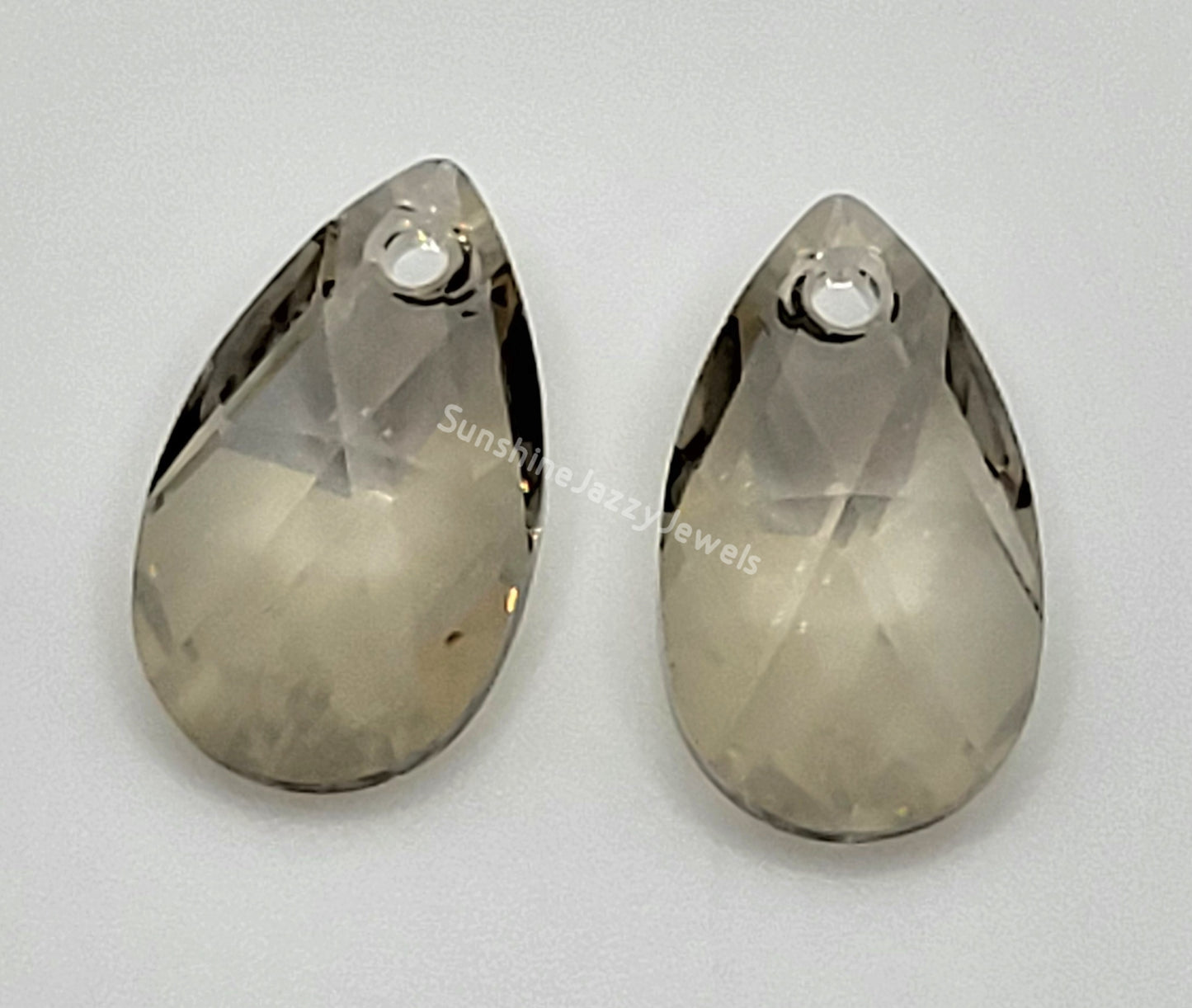 Sterling Silver Earrings - Swarovski Crystal Pear Pendant; Many Colors