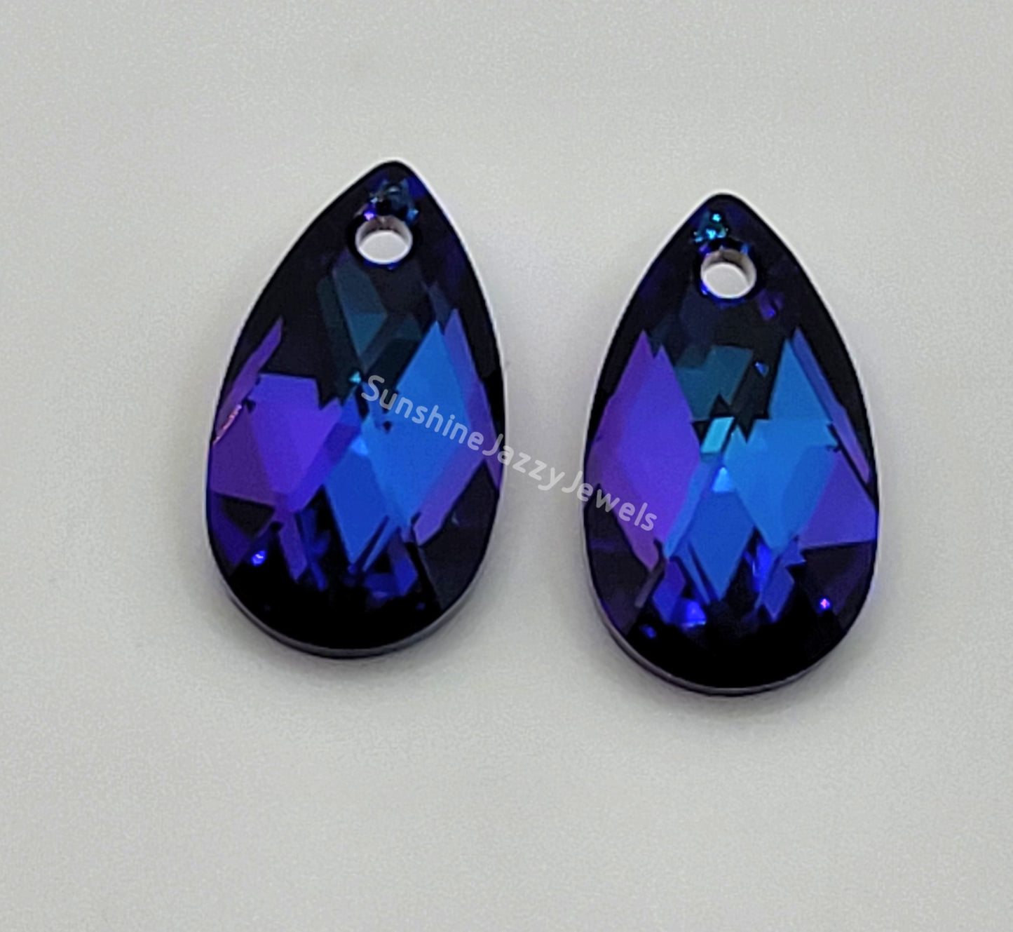 Sterling Silver Earrings - Swarovski Crystal Pear Pendant; Many Colors