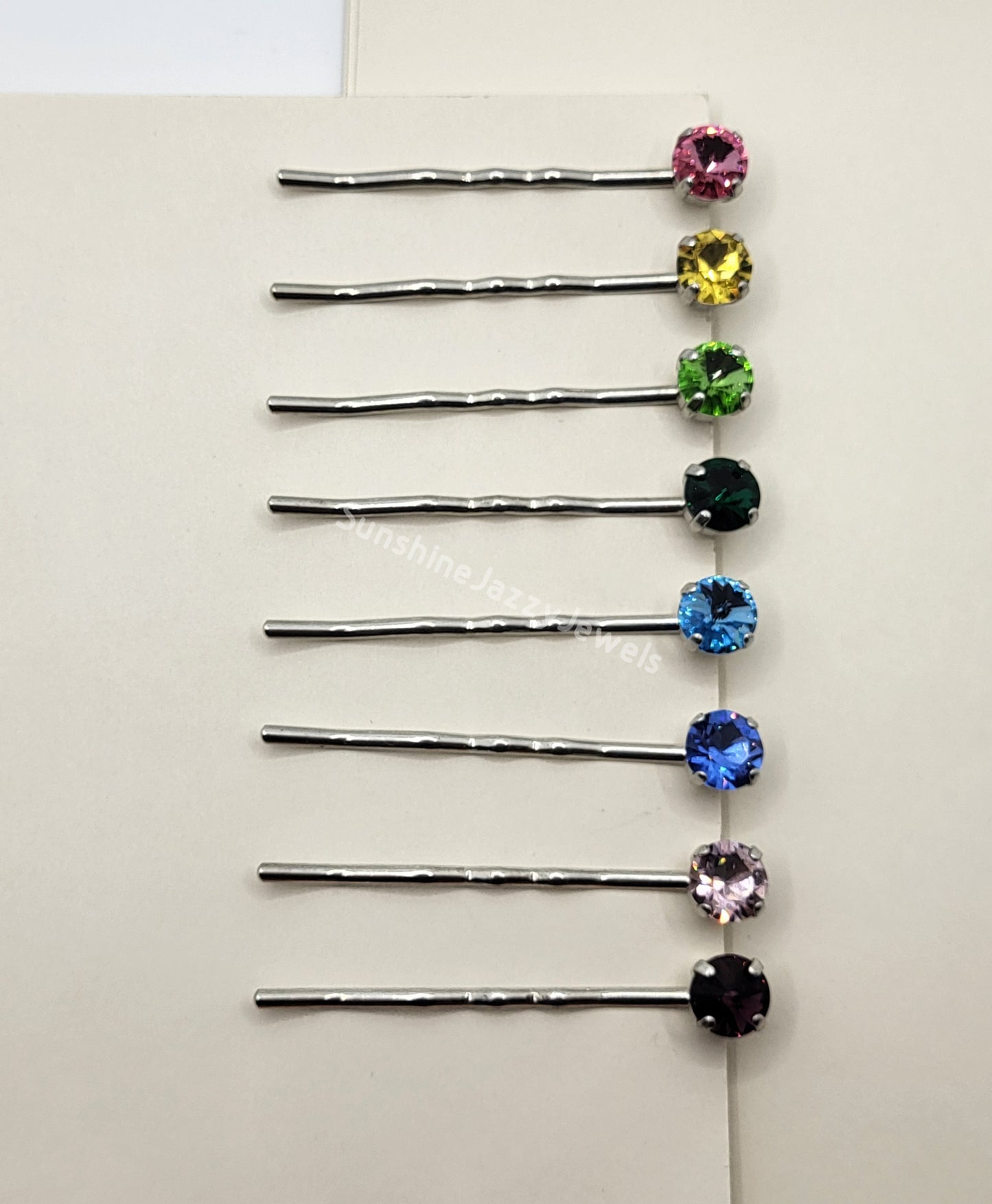 Hair/ Bobby Pins - Swarovski Crystal Chaton Stone; Pack of 2; Many Colors!