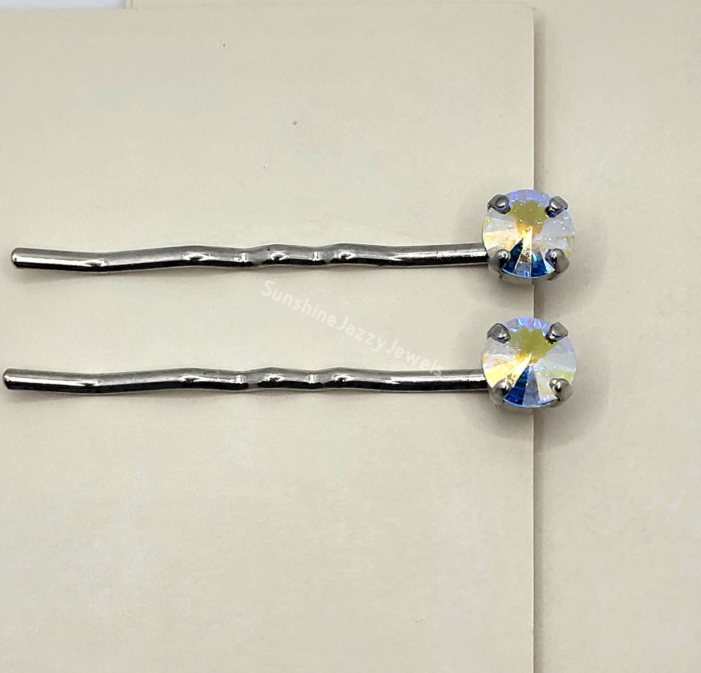 Hair/ Bobby Pins - Swarovski Crystal Chaton Stone; Pack of 2; Many Colors!
